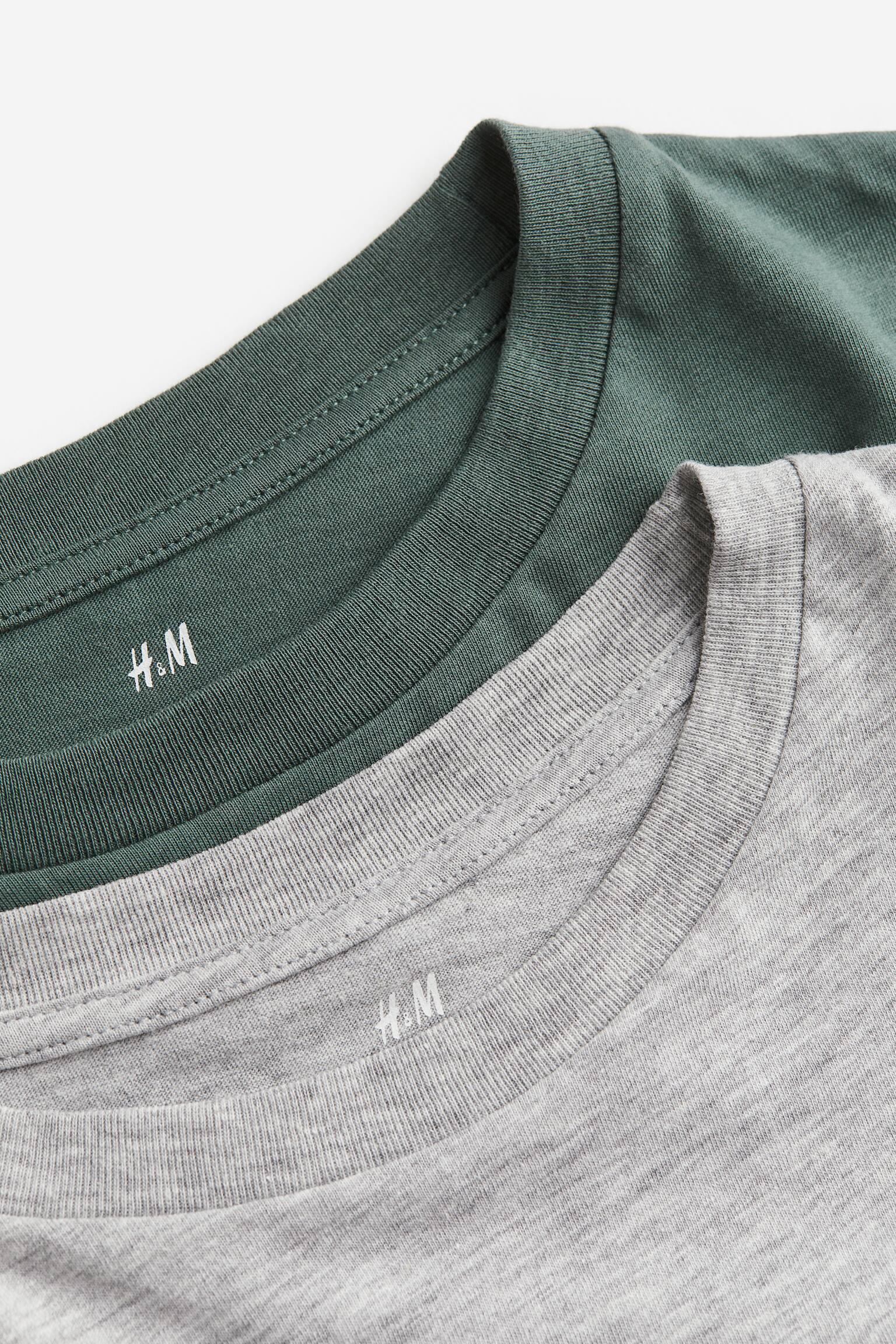 Bộ 2 áo cotton - Màu xanh lá đậm/Xám nhạt đốm - 2