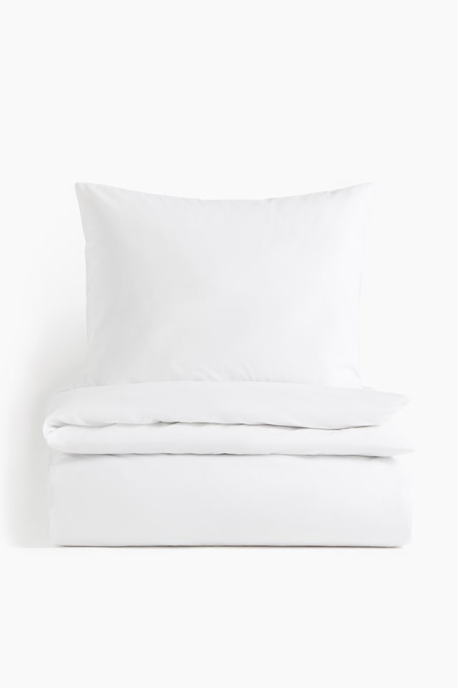 Cotton Twin Duvet Cover Set - White/Dusty pink/Dark brown/Light khaki green/Light beige/Khaki green/Gray/Taupe - 1