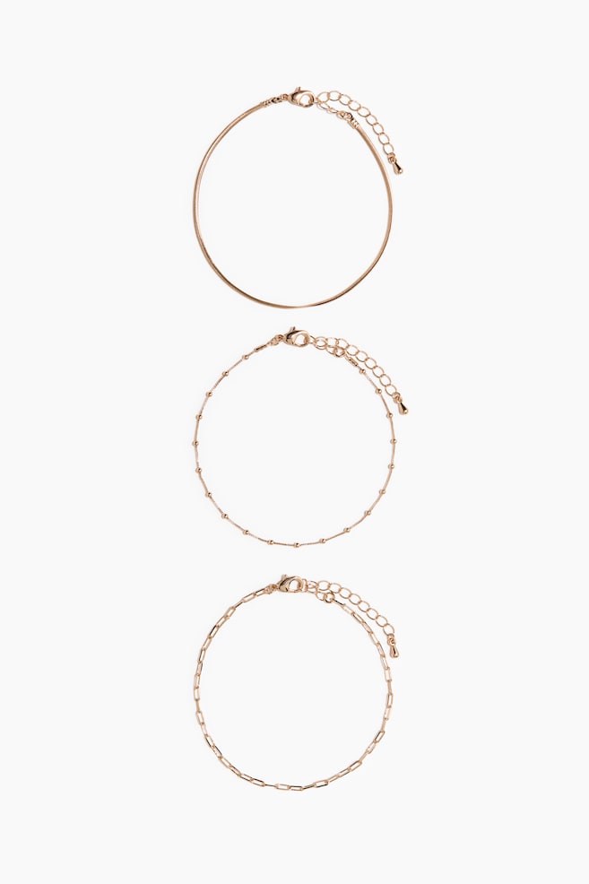 3-pack anklets - Gold-coloured - 1