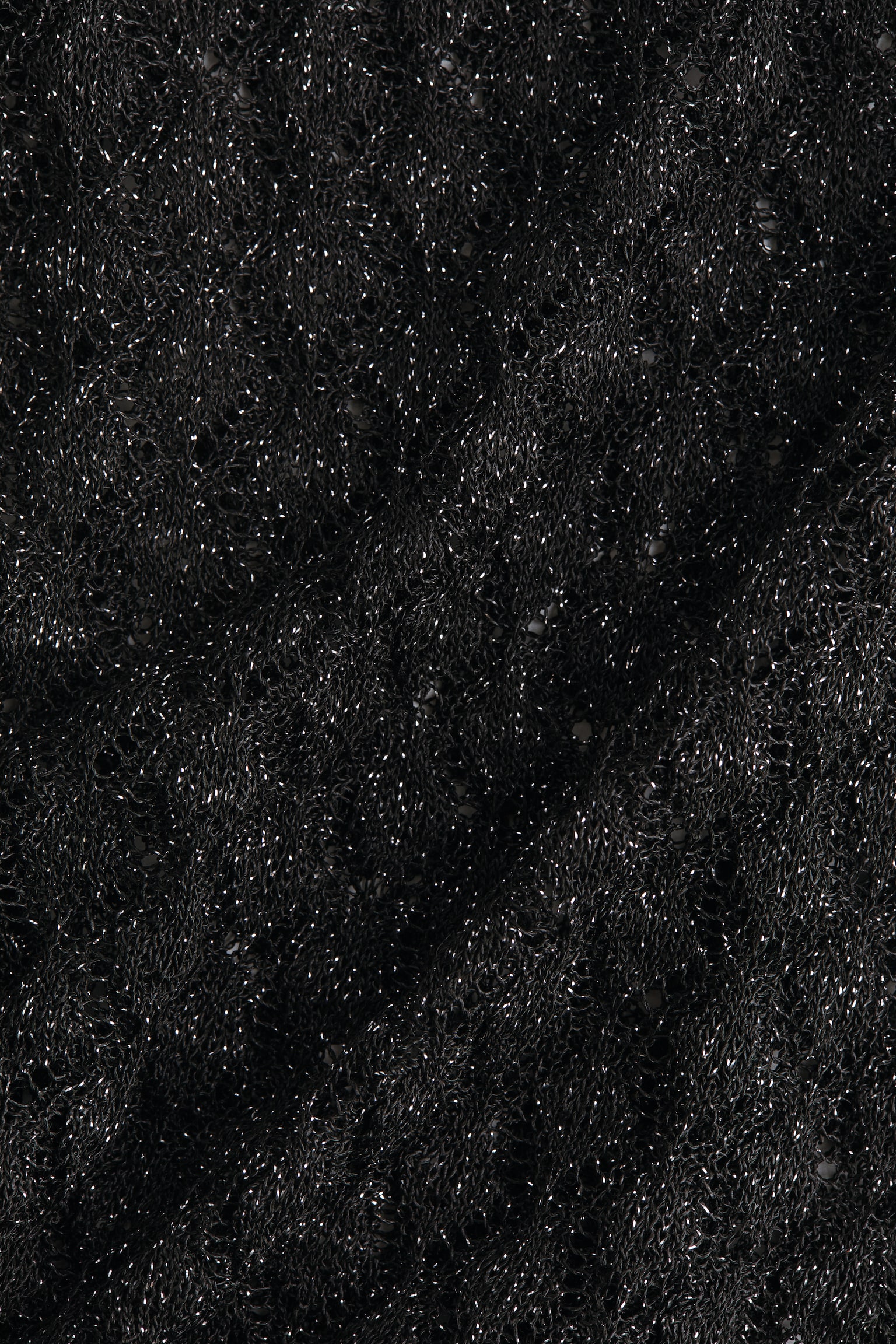 Shimmering pointelle-knit top - Black - 2