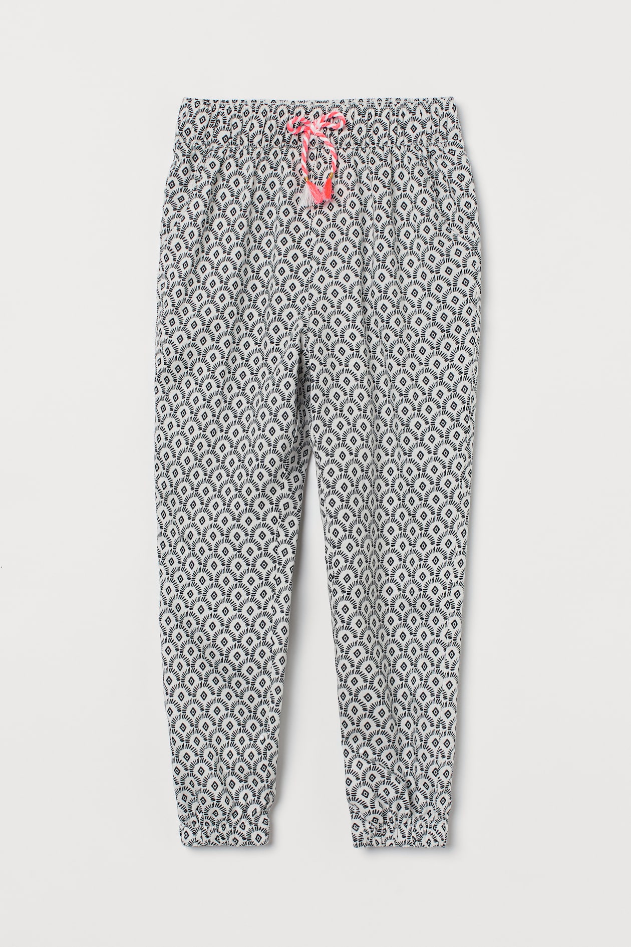 Woven Joggers - Regular waist - Long - White/black patterned - Kids | H ...