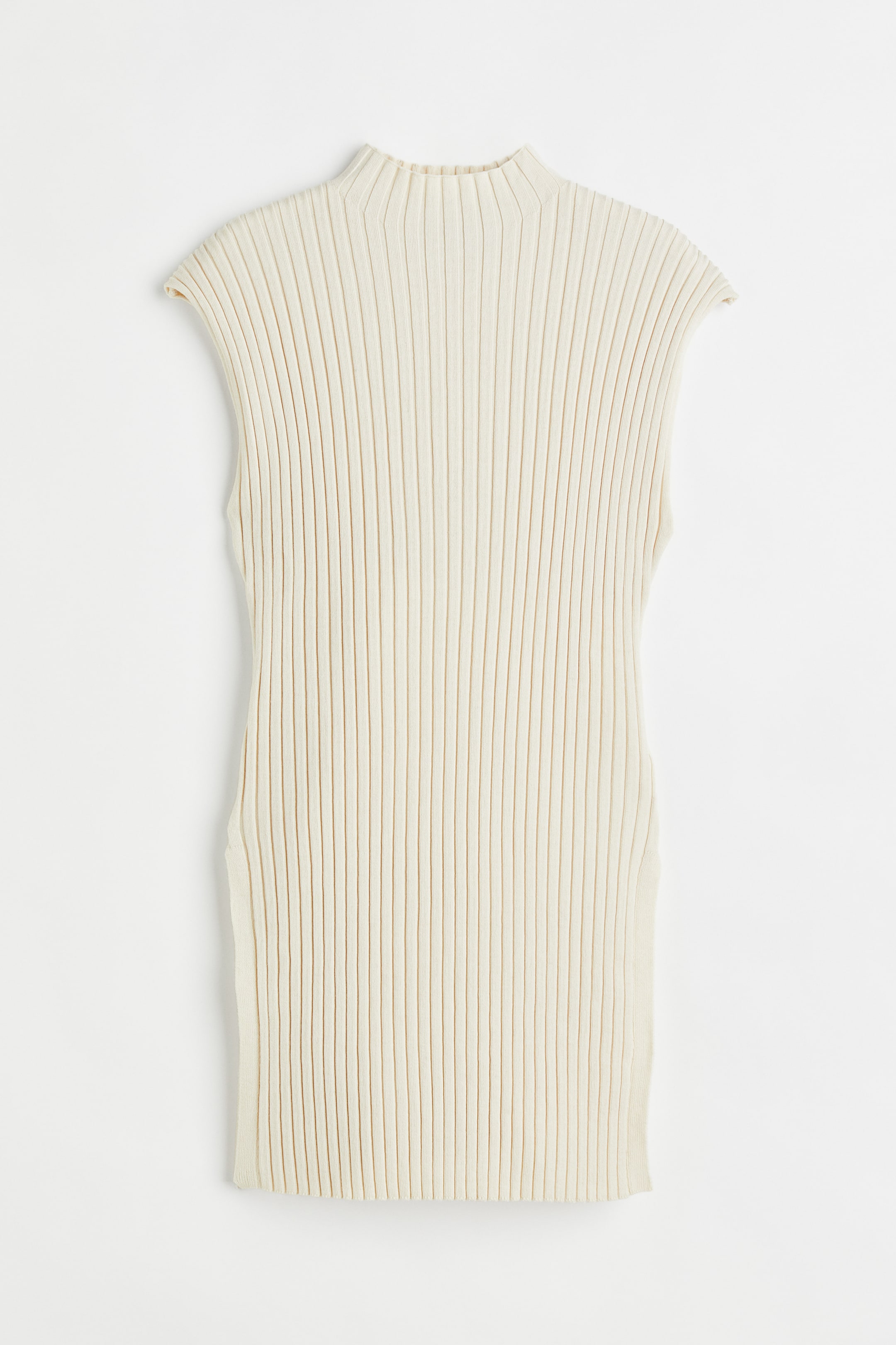 View larger image: High Neck Rib Knit Dress - Cream - Ladies | H&M AU 1