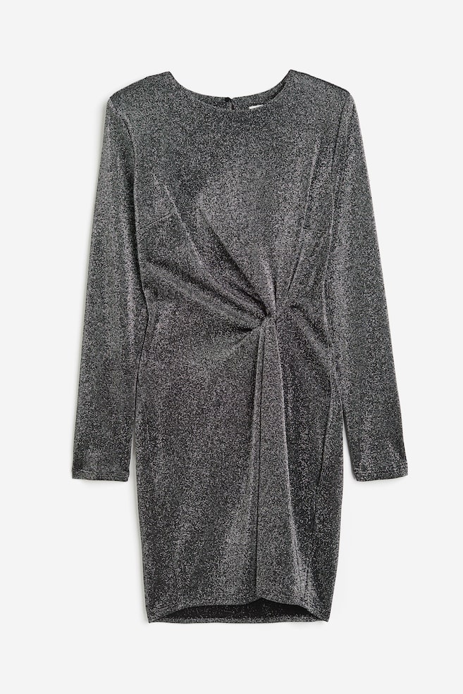 Jerseykleid mit Knotendetail - Schwarz/Silberfarben/Schwarz/Nieten - 1