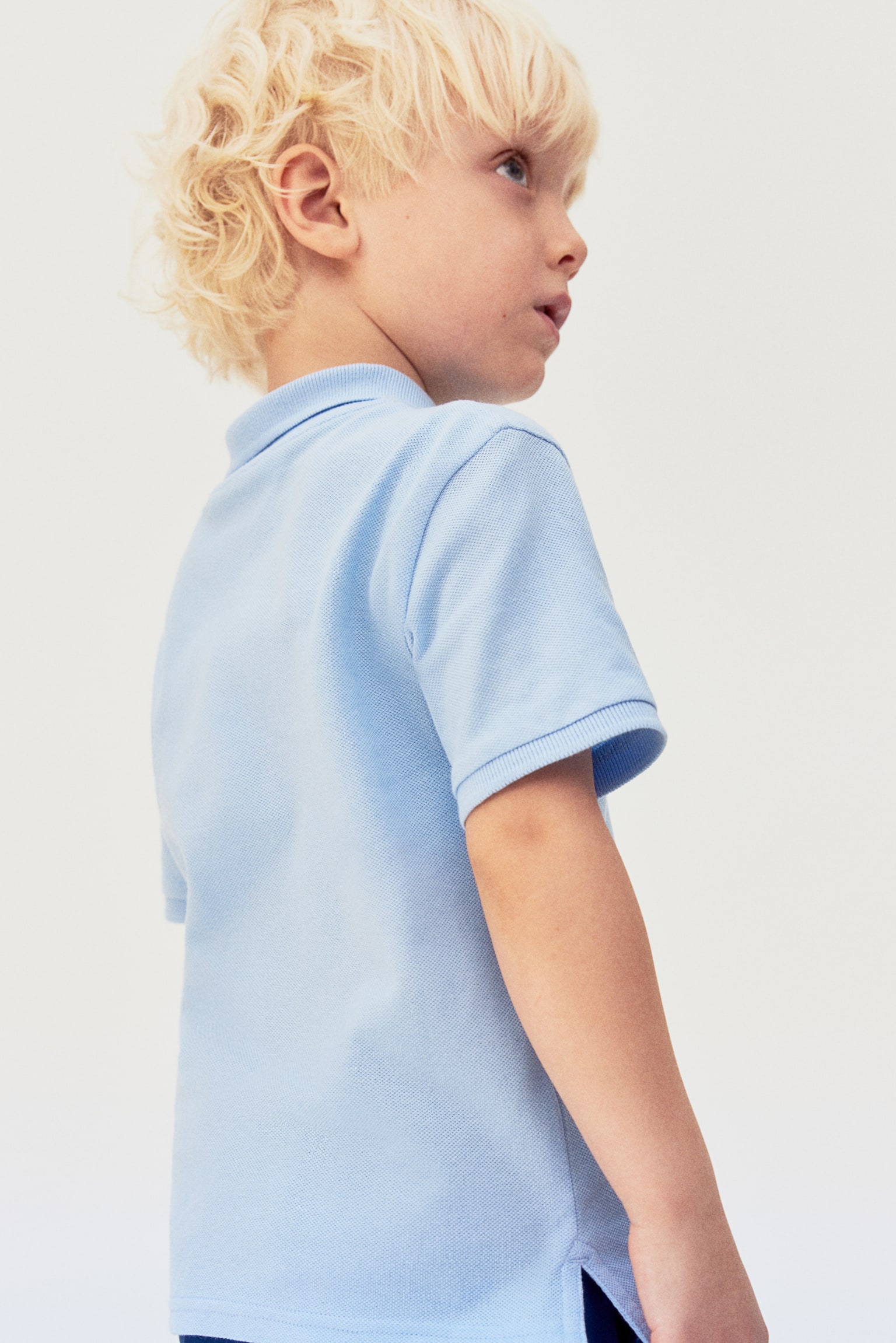 2-pack cotton school polo shirts - Light blue/White - 4