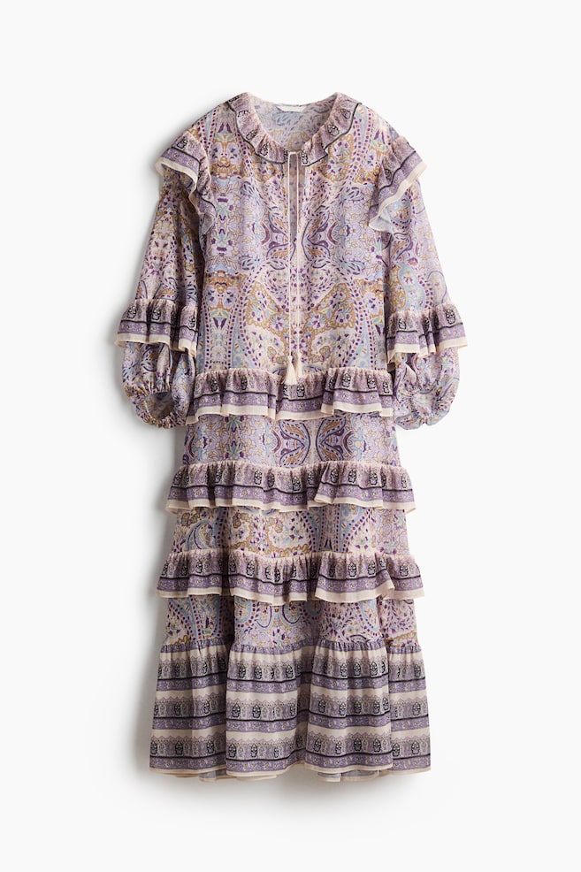 Robe tunique volantée - Beige clair/motif cachemire/Bleu foncé/motif/Marron/fleuri - 1