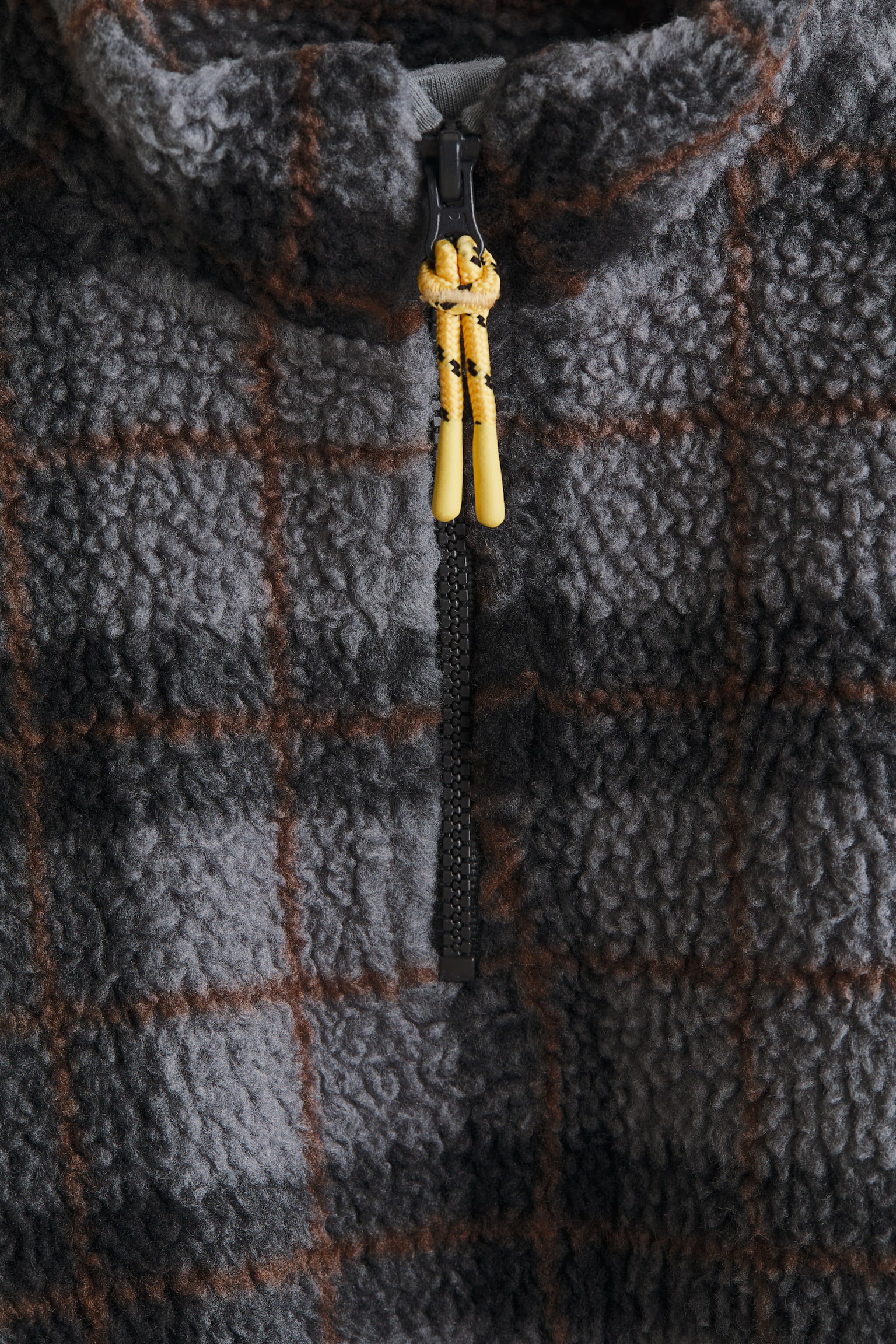 Детский свитшот H&M Teddy Fleece Half-Zip, цвет: Серый / Клетчатый — фото 2