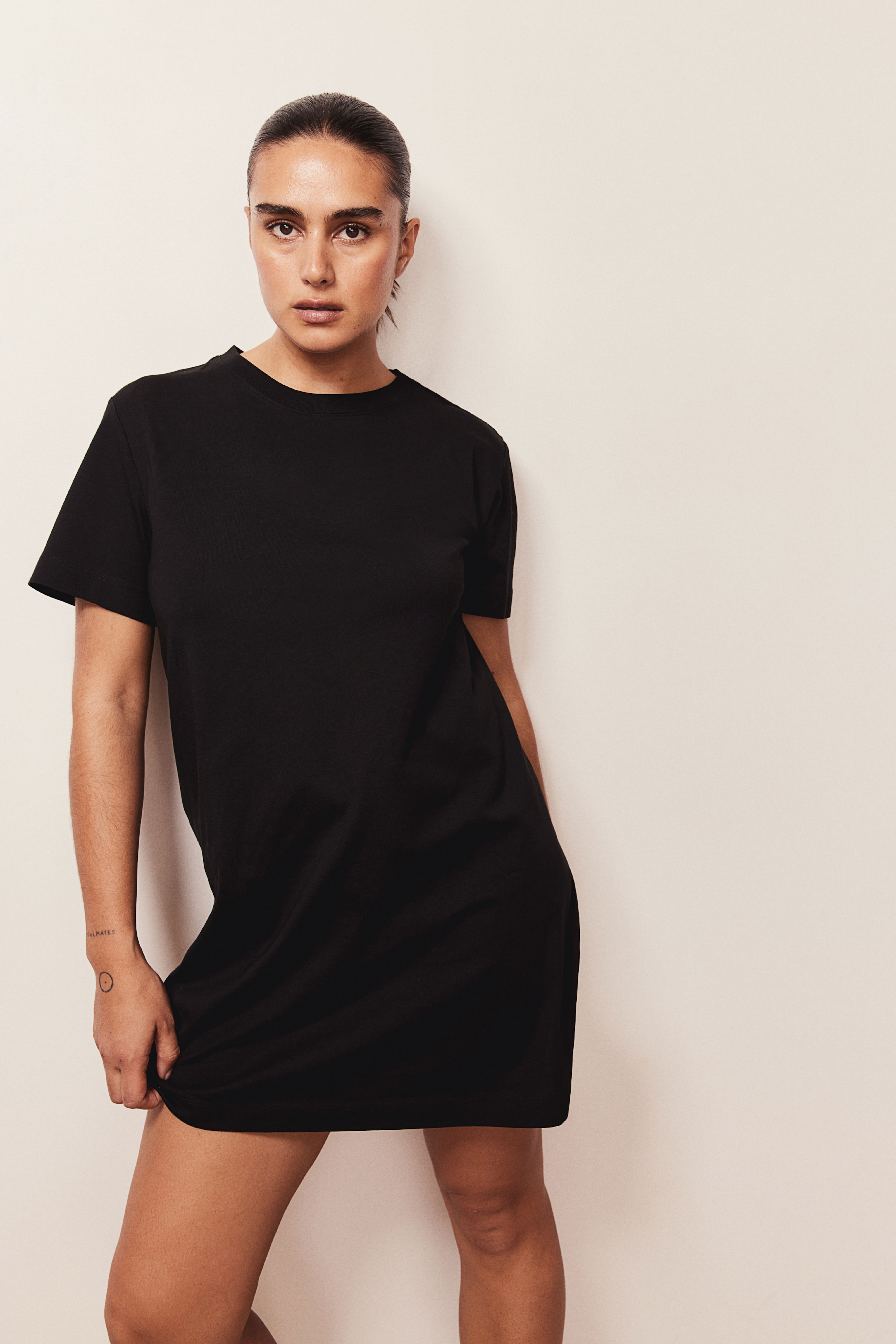 Black t shirt under dress best sale