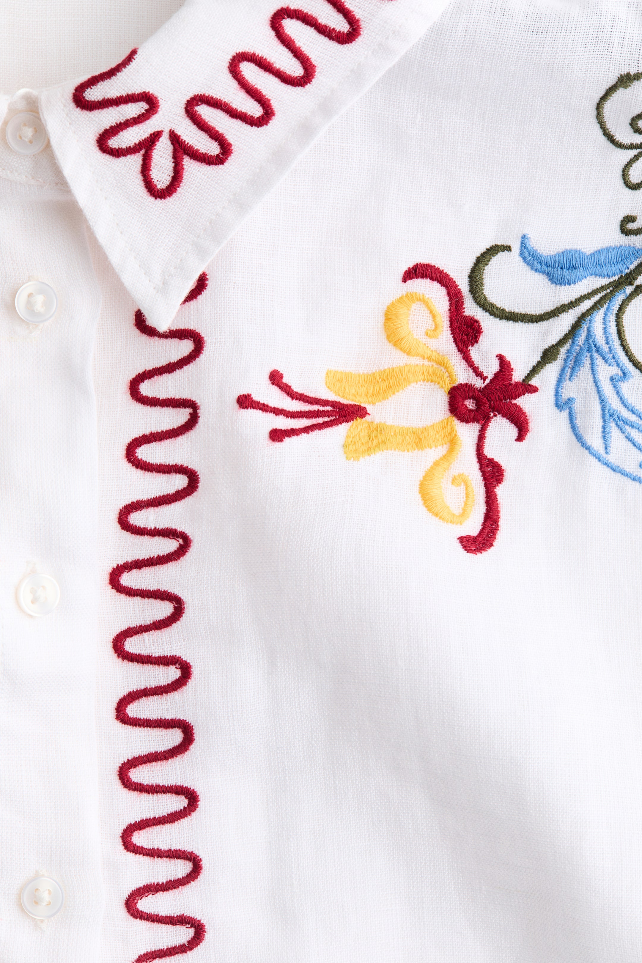 Embroidered Linen Beach Shirt