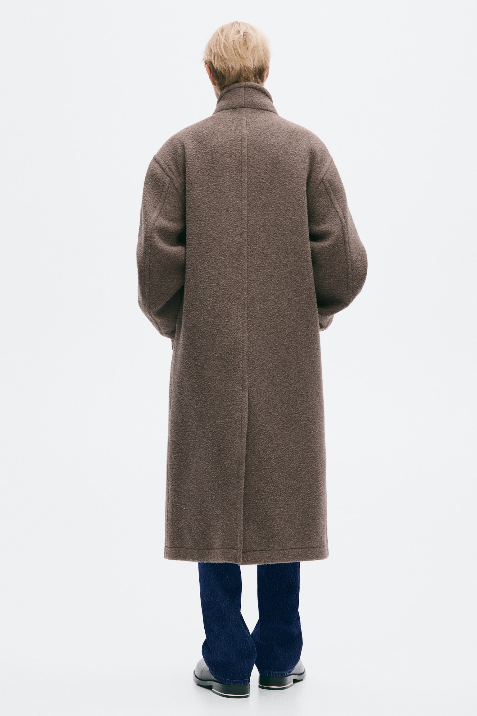 Мужское пальто H&M Long Wool-Blend, цвет: Тёмный бежевый — фото 5