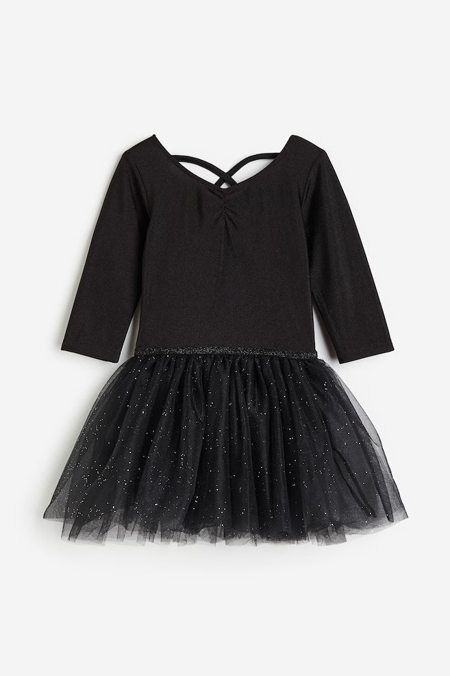 Dance leotard with tulle skirt - Black/Silver-coloured/Pink - 1