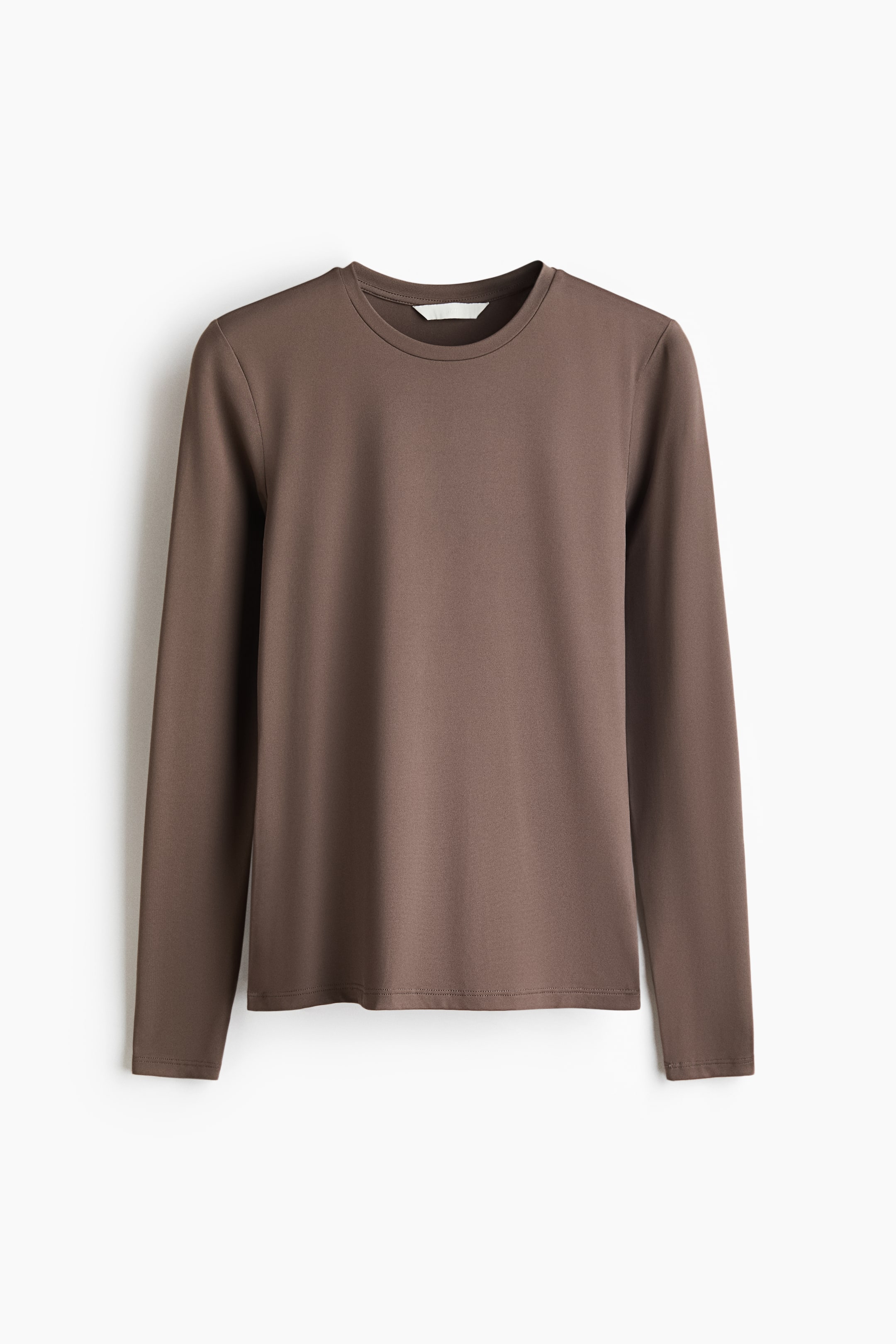 View larger image: Long-sleeved Microfiber Top - Dark taupe - Ladies | H&M CA 5