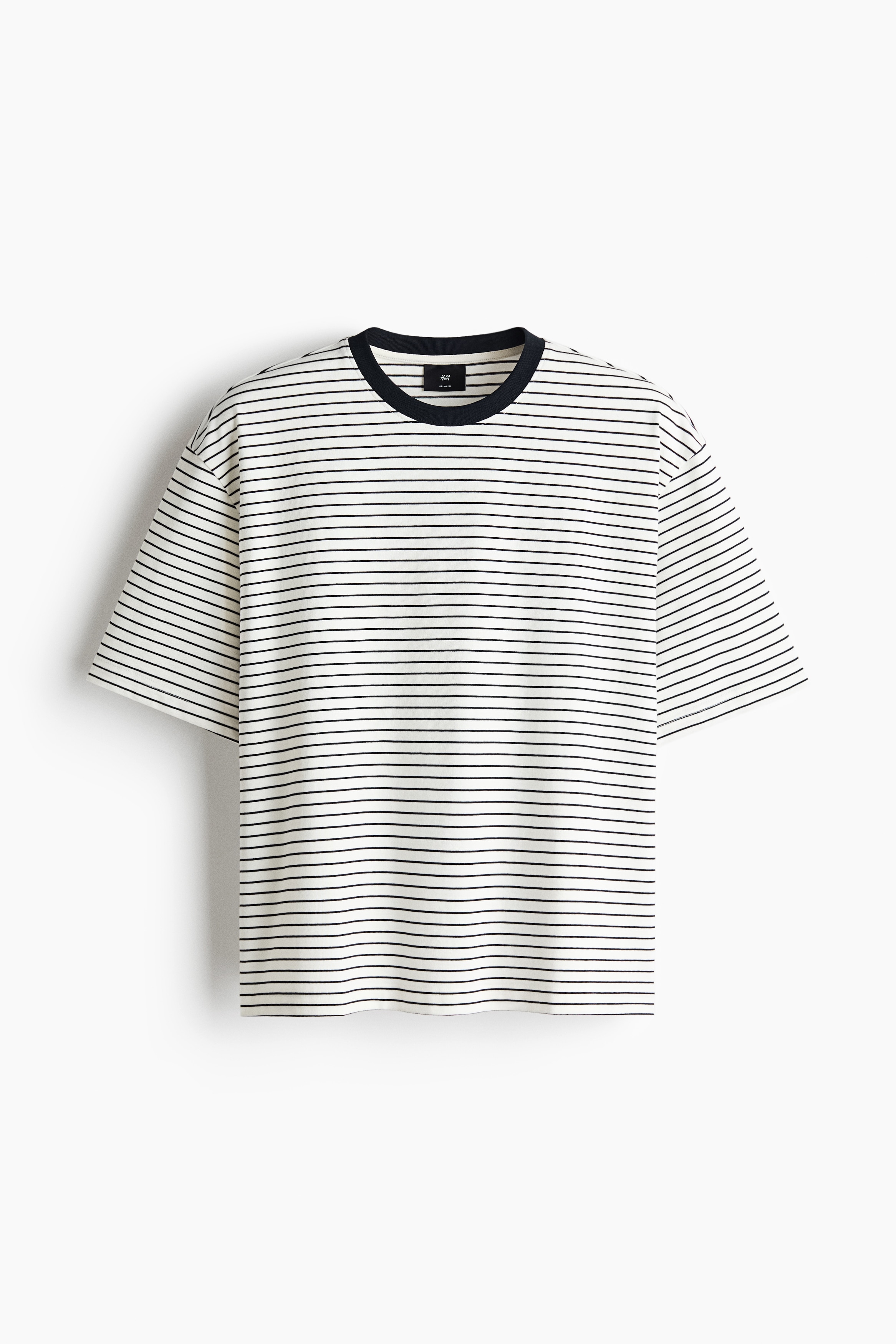 Pamučna majica četvrtastog kroja Relaxed Fit - Bela/pruge/Teget/pruge/Krem/smeđa/pruge
