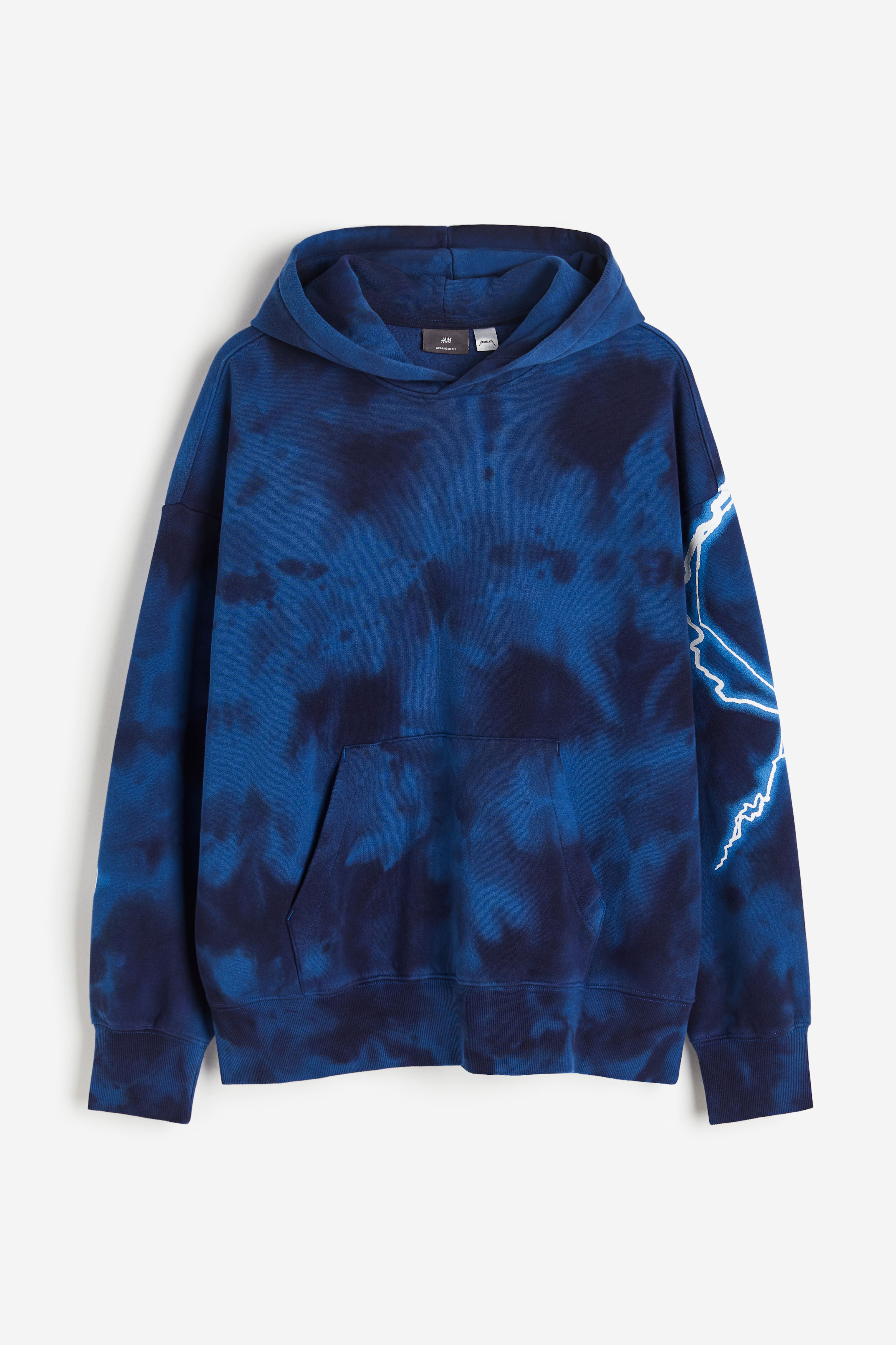 Sudadera con capucha y motivo Oversized Fit Azul Metallica HOMBRE H M ES