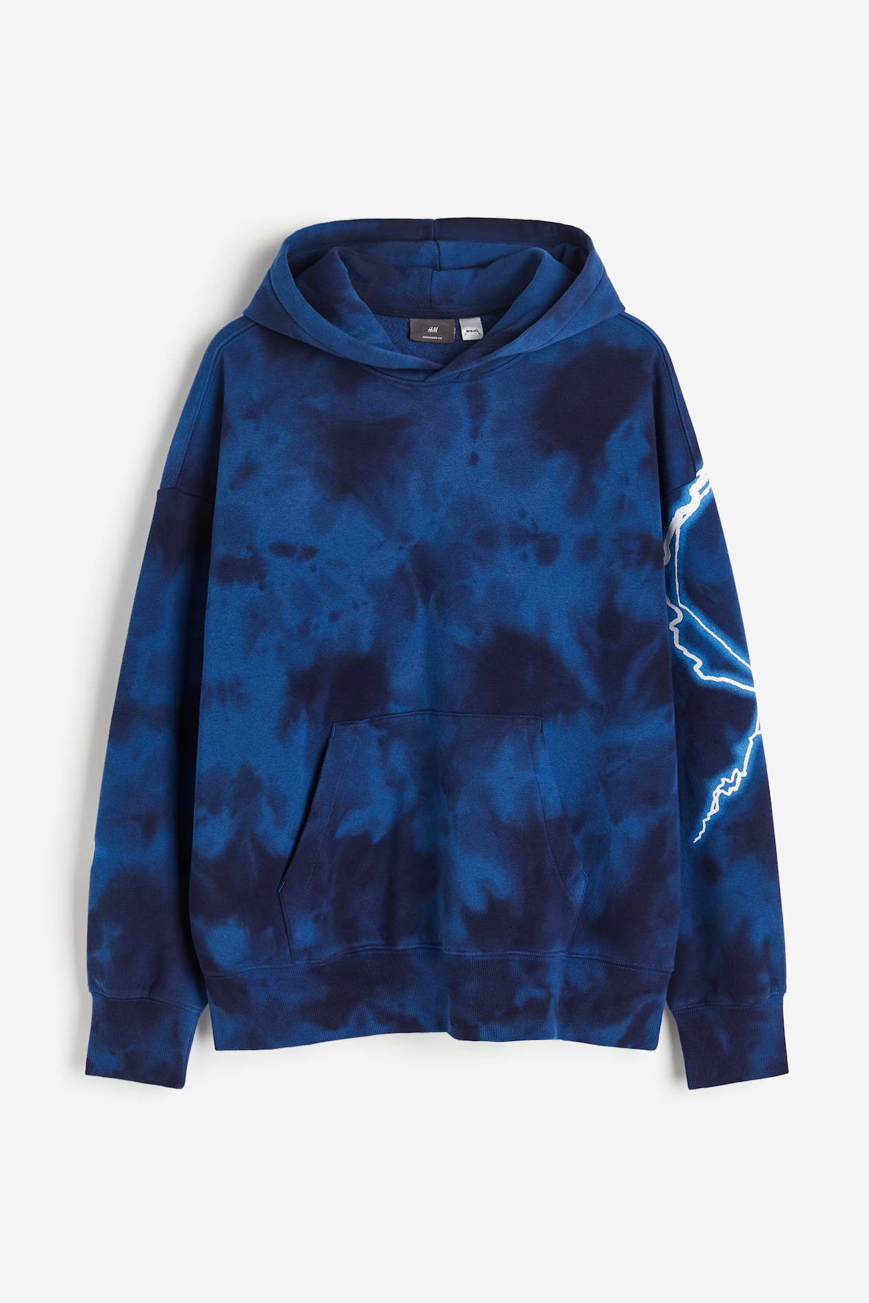 Oversized Fit Printed hoodie Blue/Metallica Men H&M IN