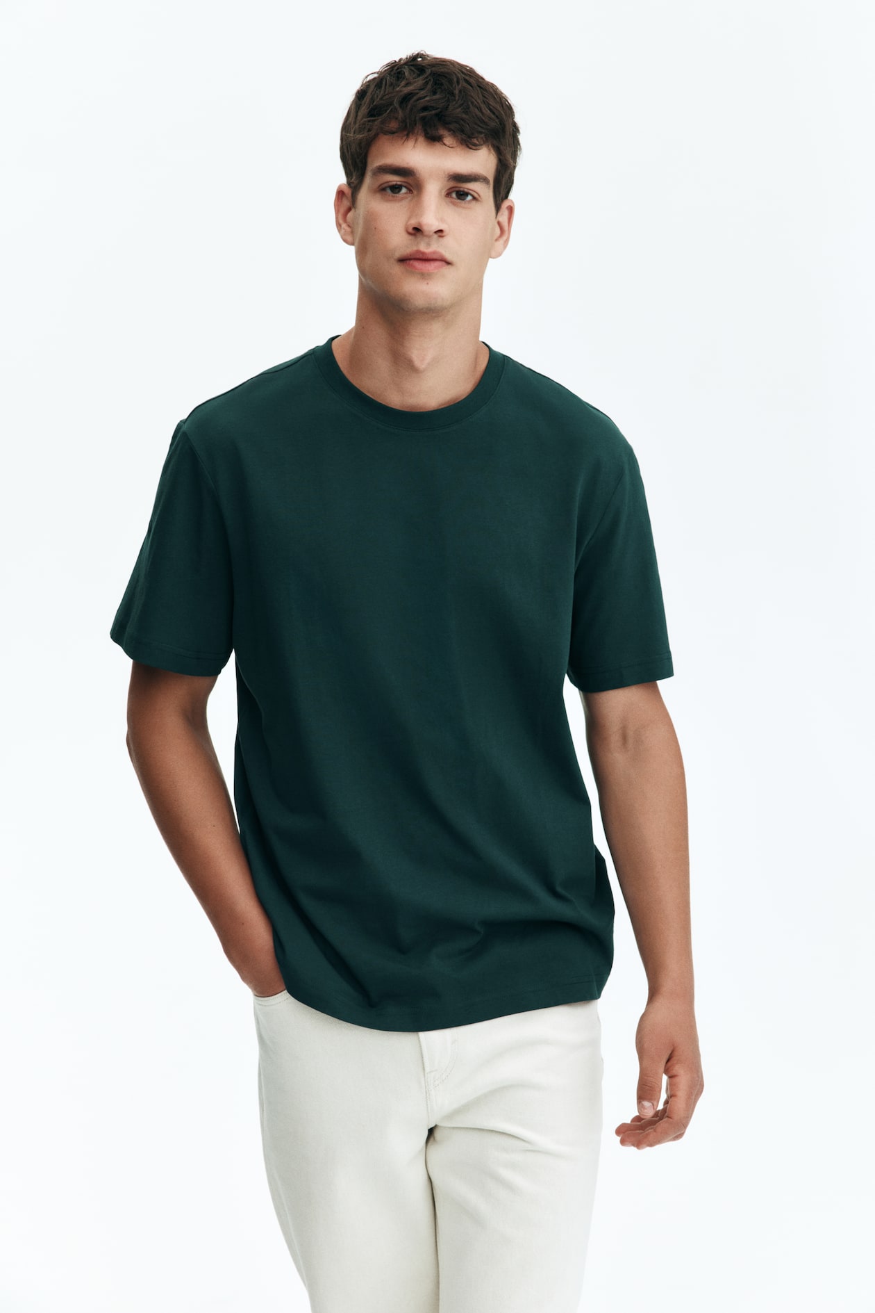 Regular Fit T-shirt Forest green Men H&M IN - Main Image