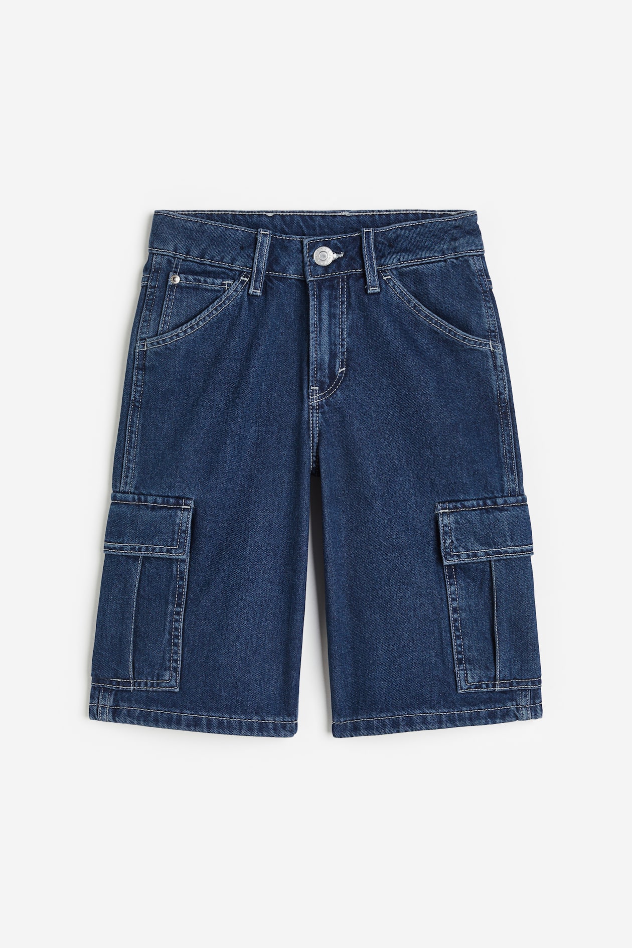 Cargoshorts Normale Bundhöhe Knielang Dunkles Denimblau Kids