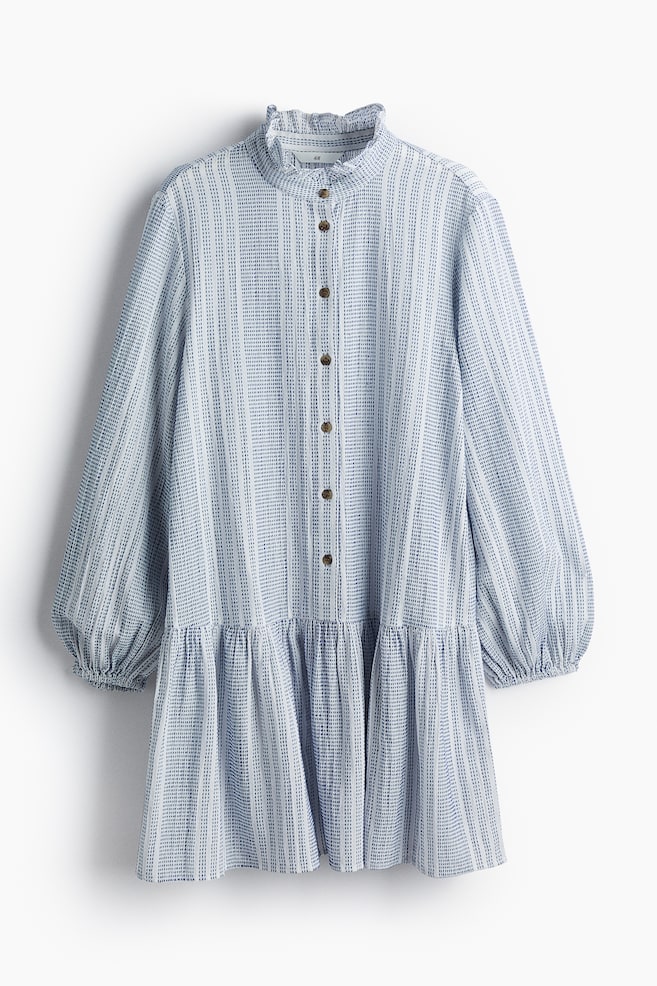 Kleid mit Volantkragen - Weiß/Blau gestreift/Knallblau/Paisleymuster/Schwarz/Weiß gestreift - 1