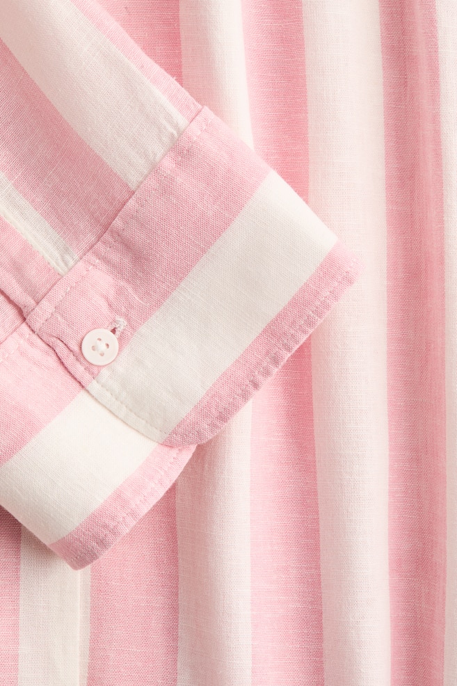 Linen-Blend Shirt-Light pink/striped - 3