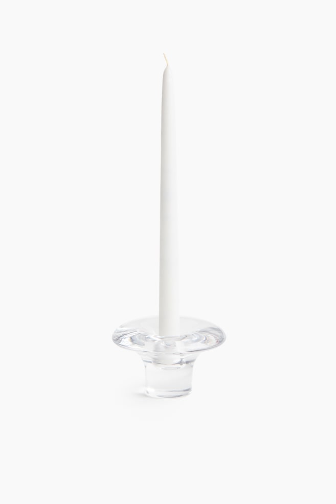 Glass candle holder - Transparent/Pink - 1