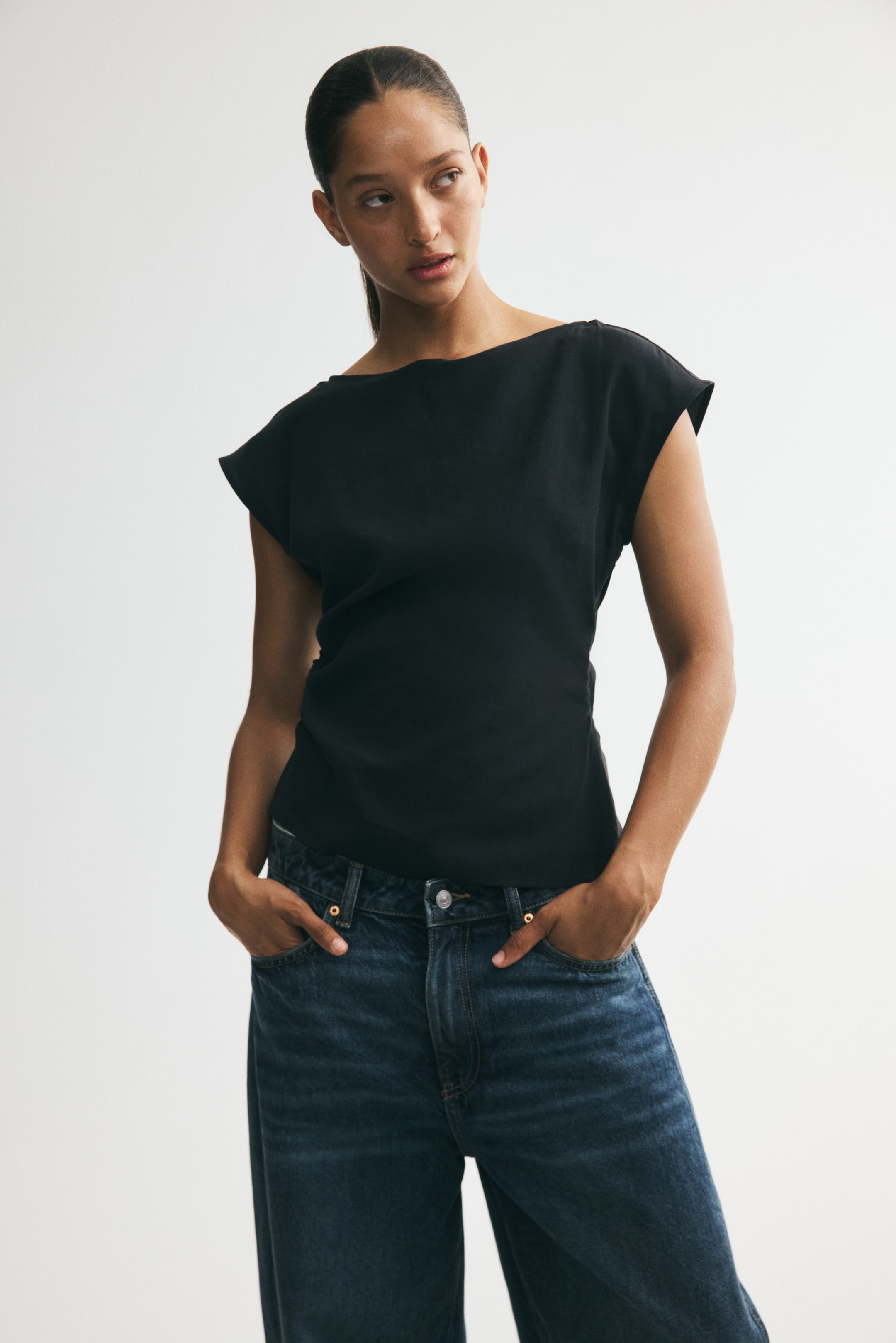 Ruched Viscose-Blend Top