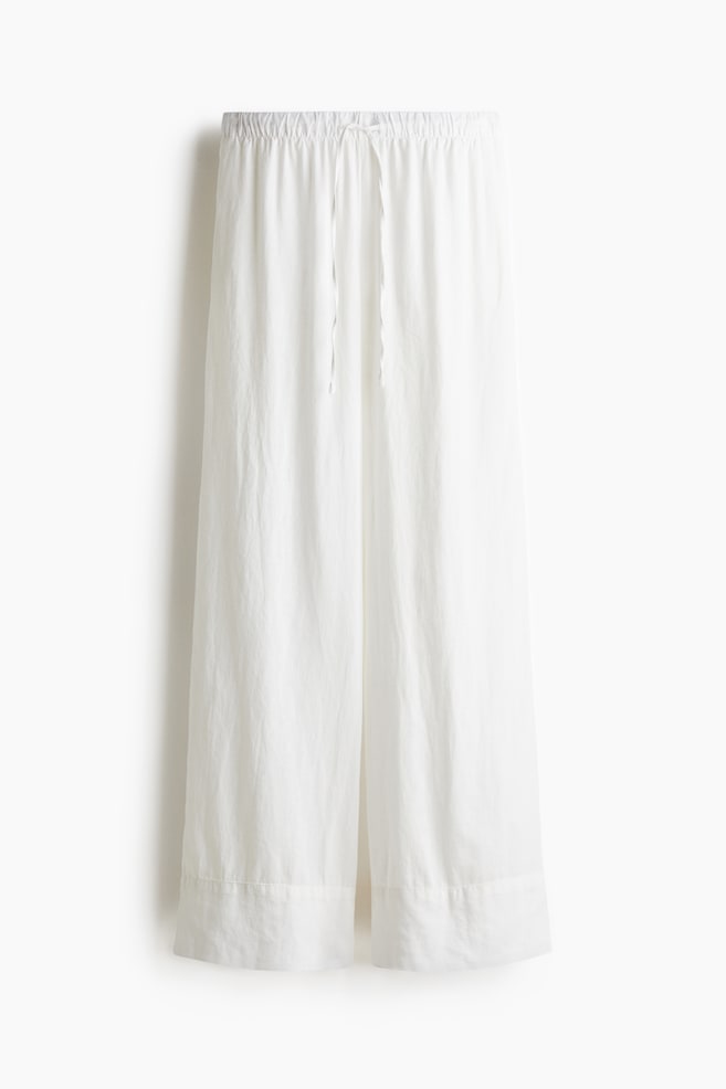 Pantalon large en lin mélangé - Blanc/Beige clair/Blanc/rayures tennis/Quasi noir - 1