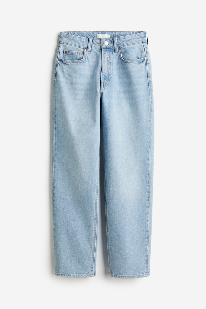 Slim Straight High Ankle Jeans - Lys denimblå/Denimblå - 2