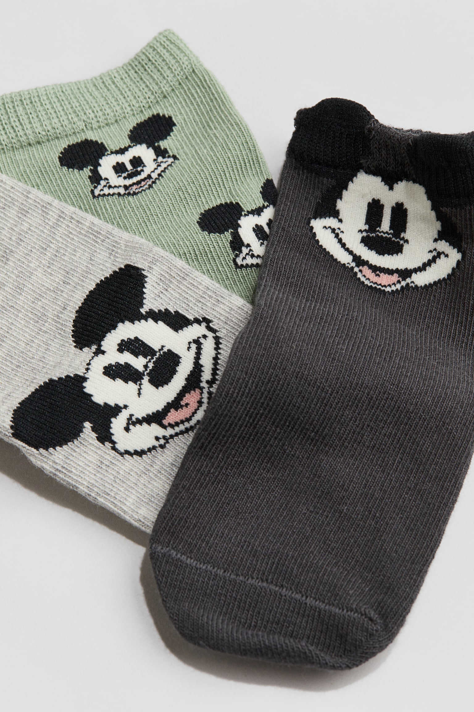 3-pack motif-detail socks - Dusty green/Mickey Mouse/Dark red/Paddington Bear/Beige/Miffy - 3