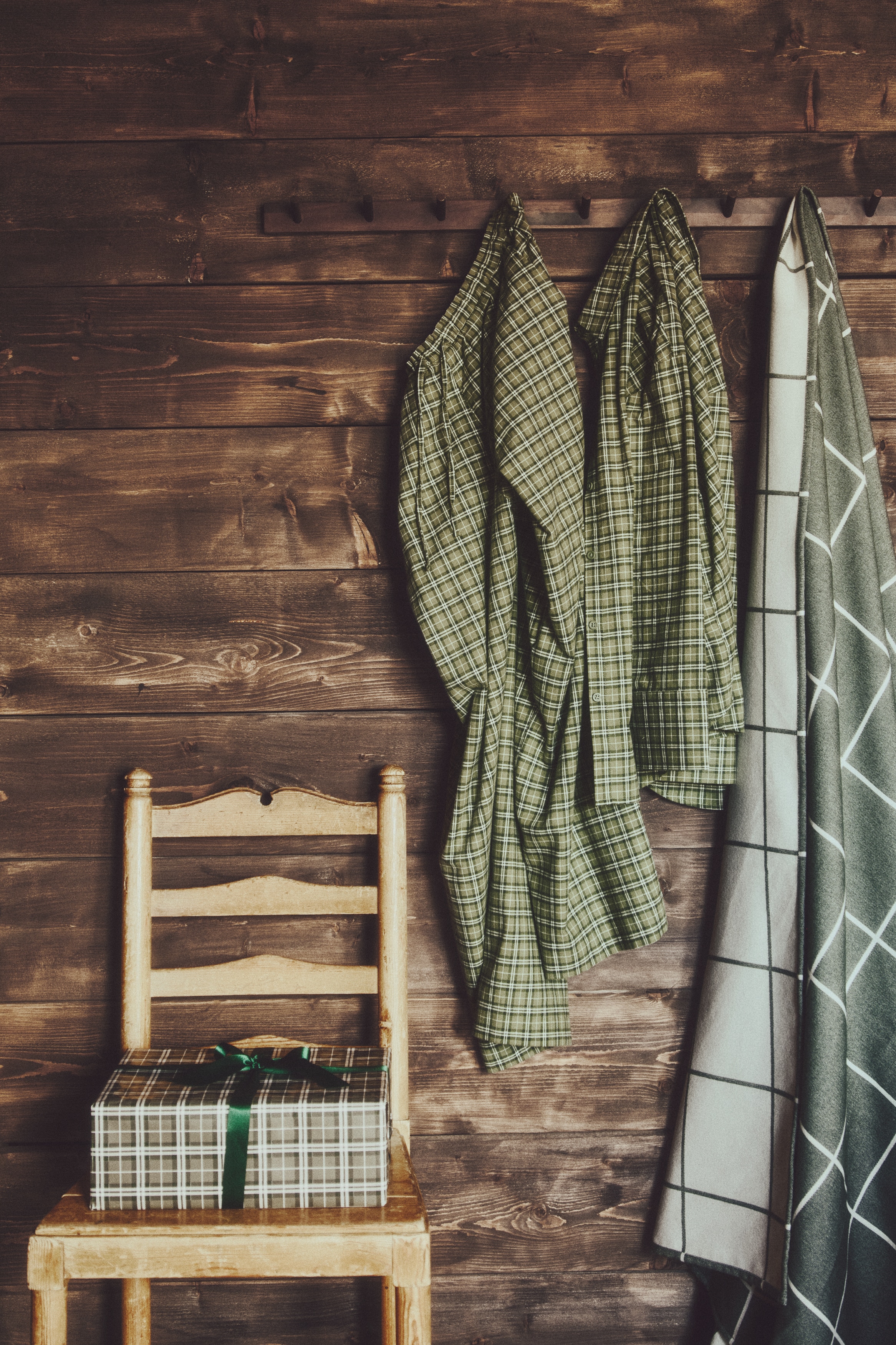 Puuvillaflanellinen pyjama - Himmeänvihreä/Ruudullinen/Beige/Ruudullinen/Punainen/Ruudullinen