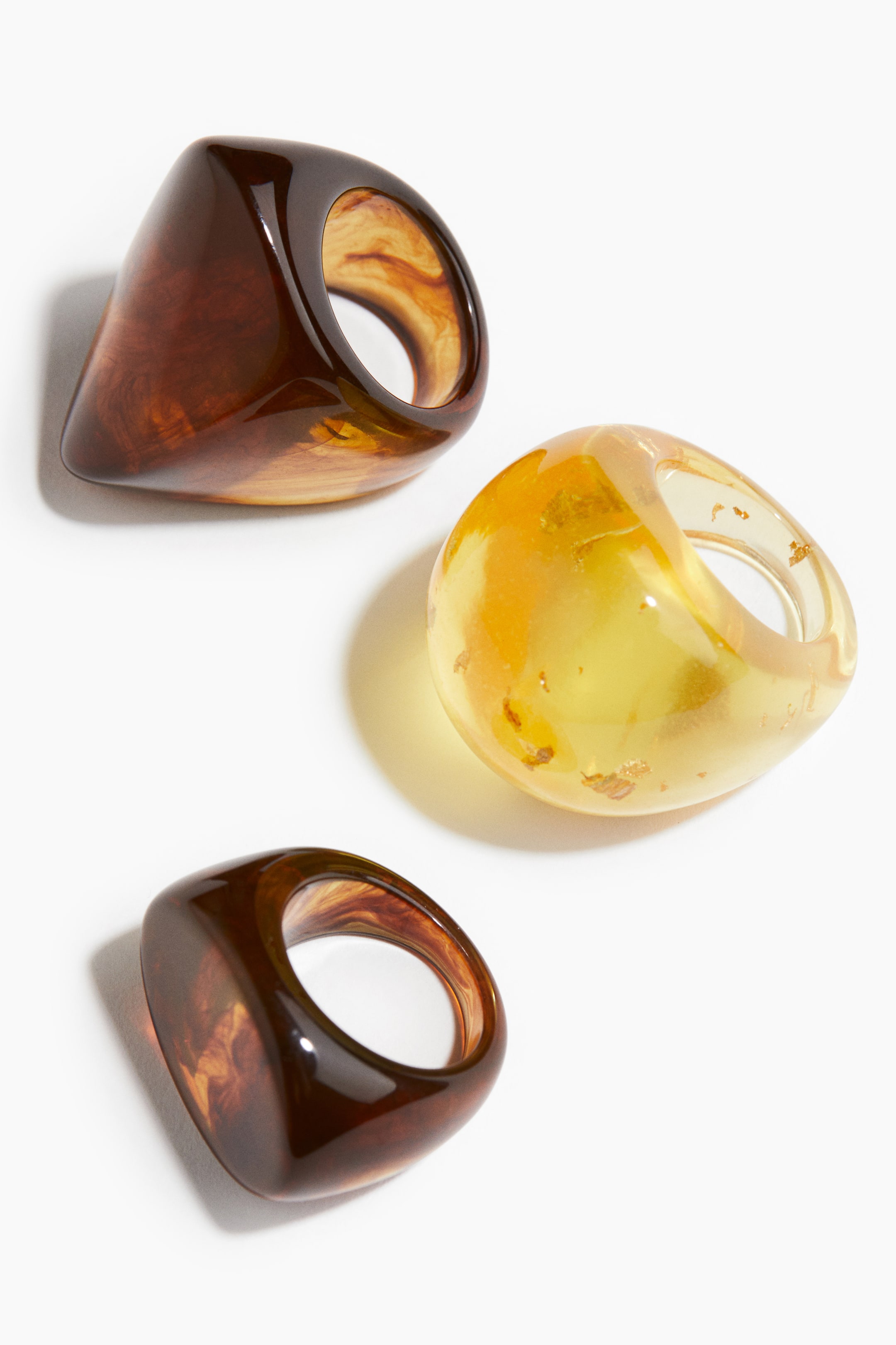 View larger image: 3-Pack Chunky Rings - Brown/marbled - Ladies | H&M US 3