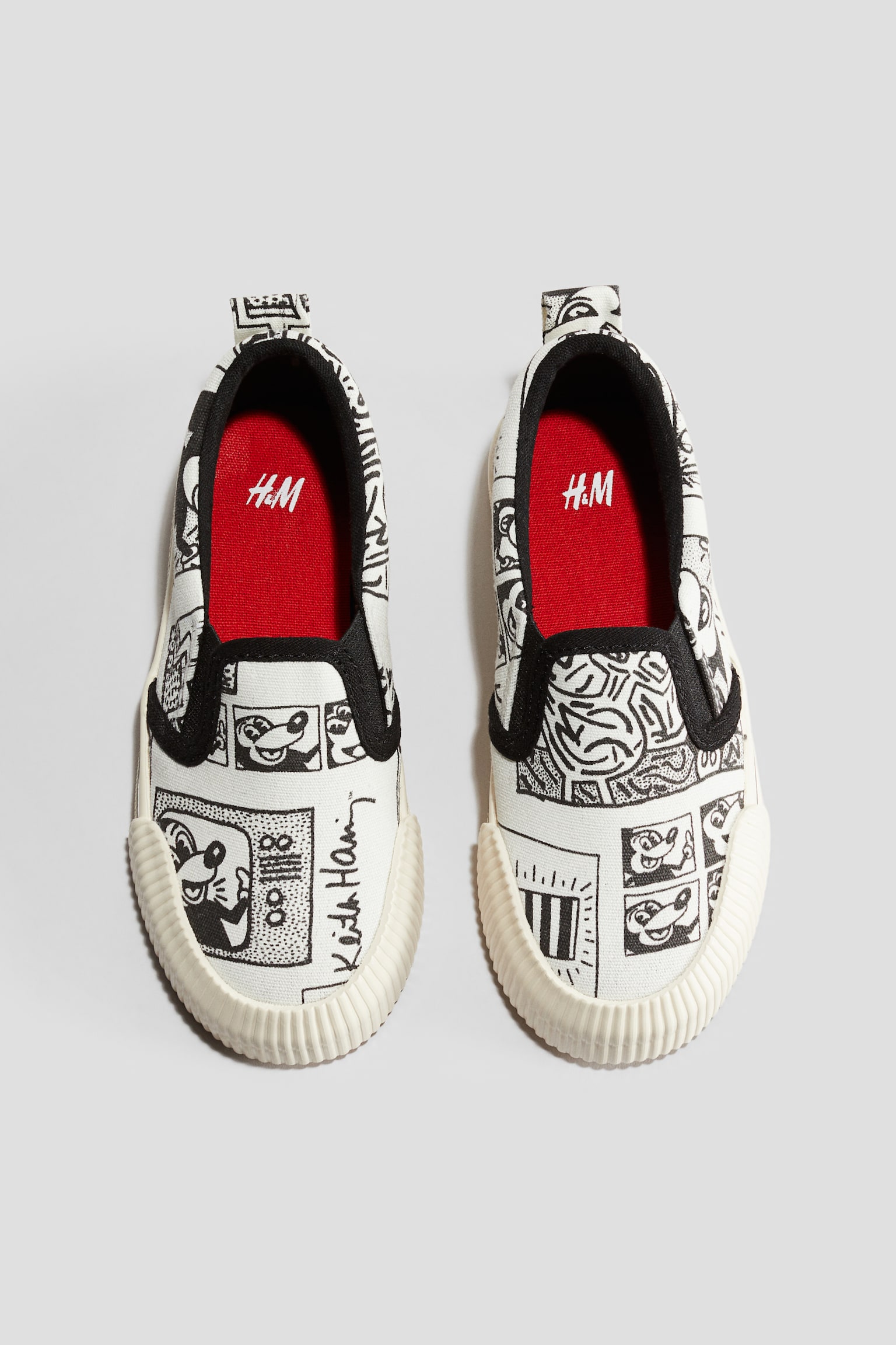 Slip on-sneakers med tryck - Vit/Mönstrad - 5