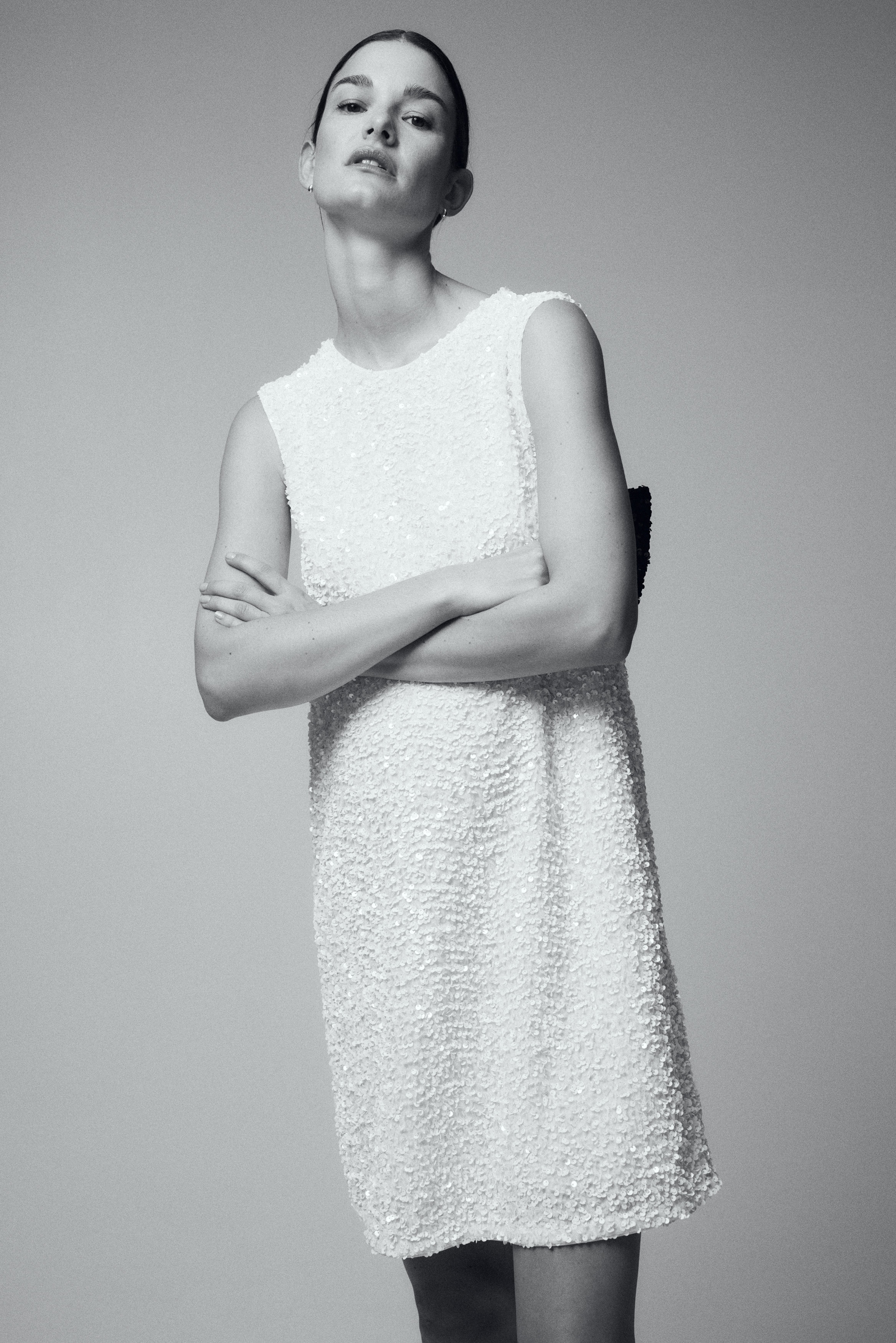 MAMA Φόρεμα με πούλιες και φιόγκο - Λευκό/μαύρο/Σκούρο πράσινο/Σκούρο καφέ