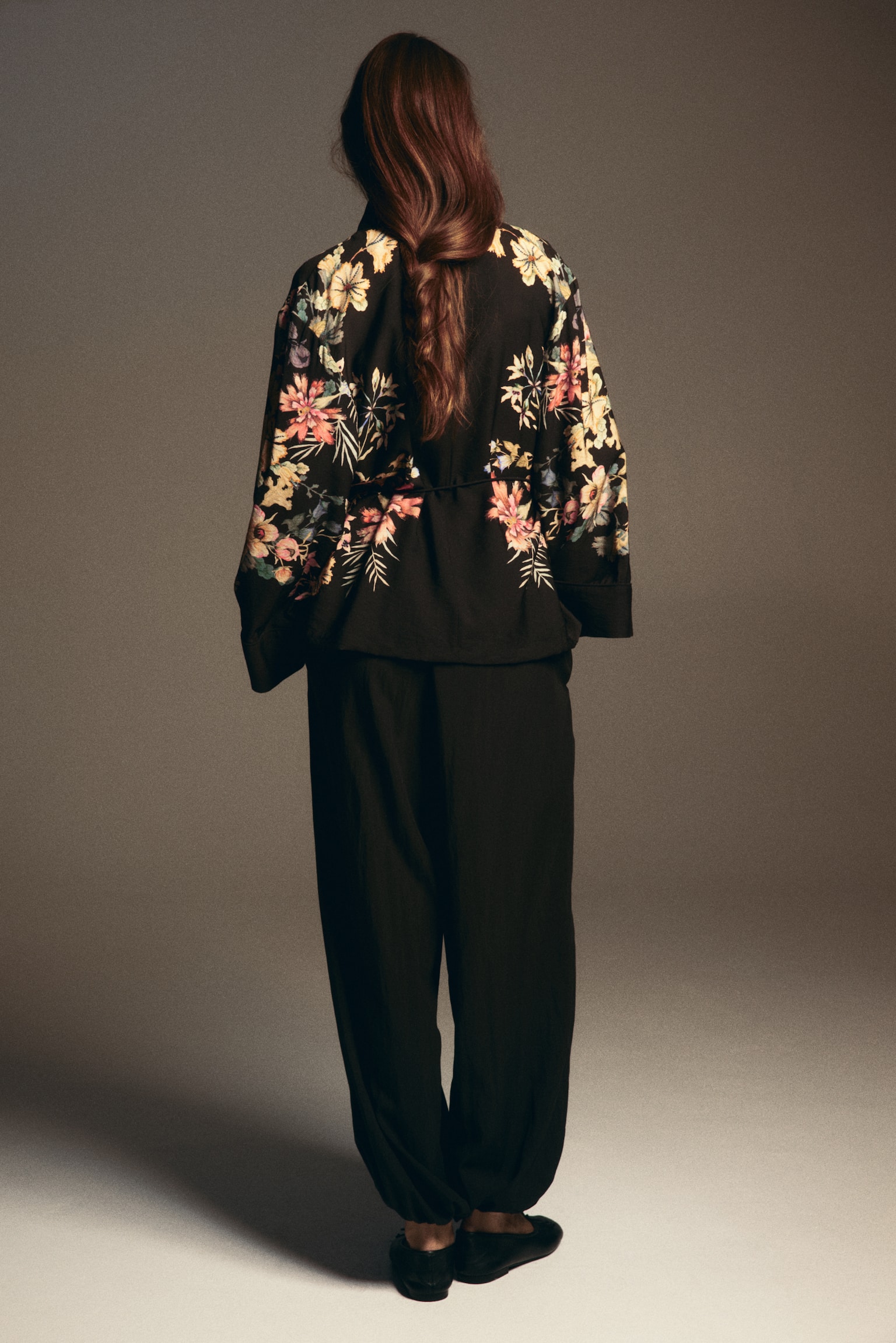 Casual Wrap Jacket - Black/floral - 5