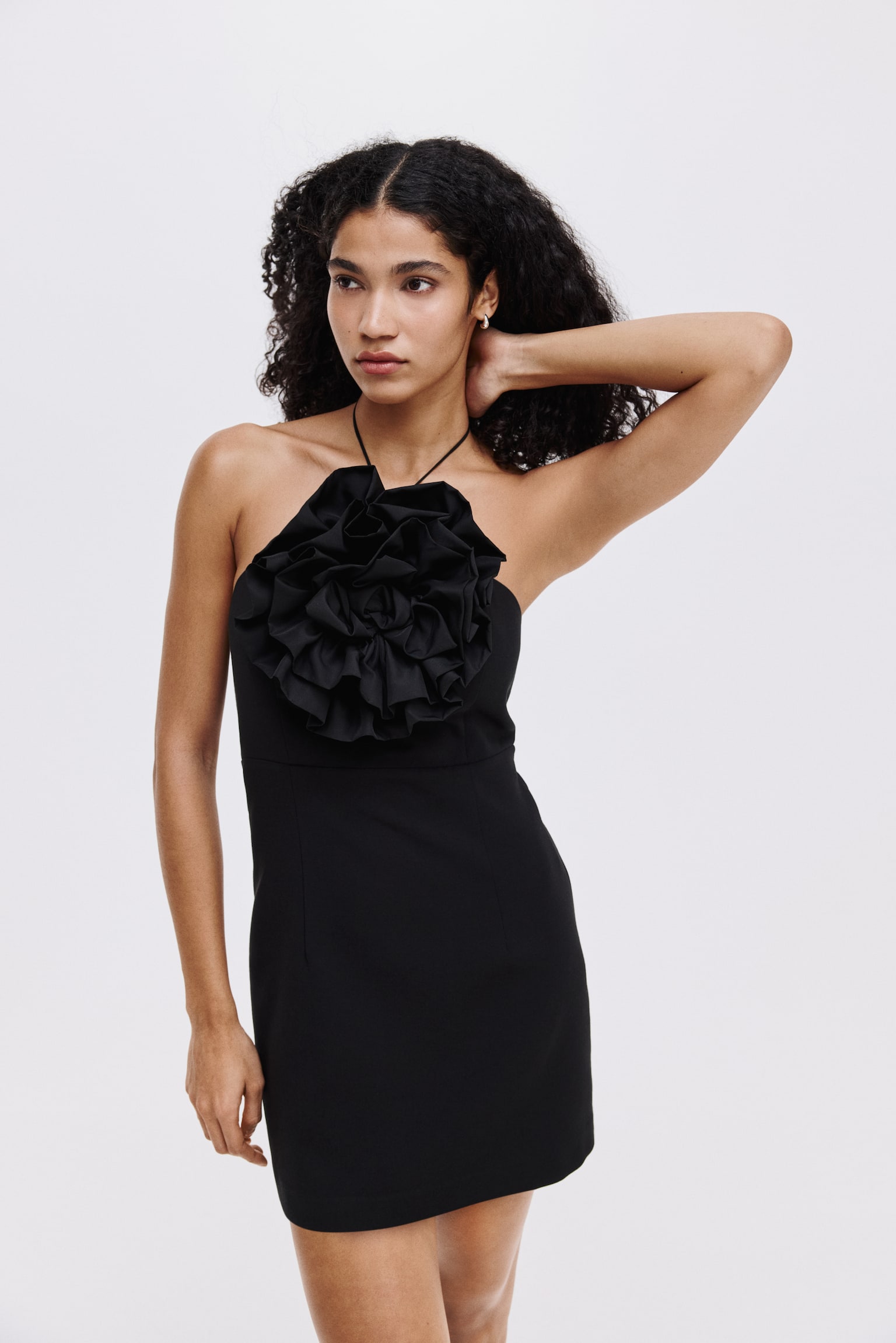 Appliquéd halterneck dress - Black - 5