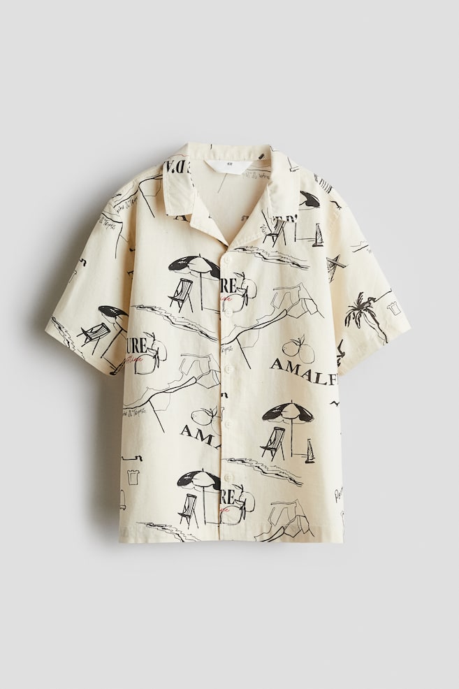 Cotton Resort Shirt - Cream/Amalfi/Bright blue/Resort Club/White/Enjoy - 1