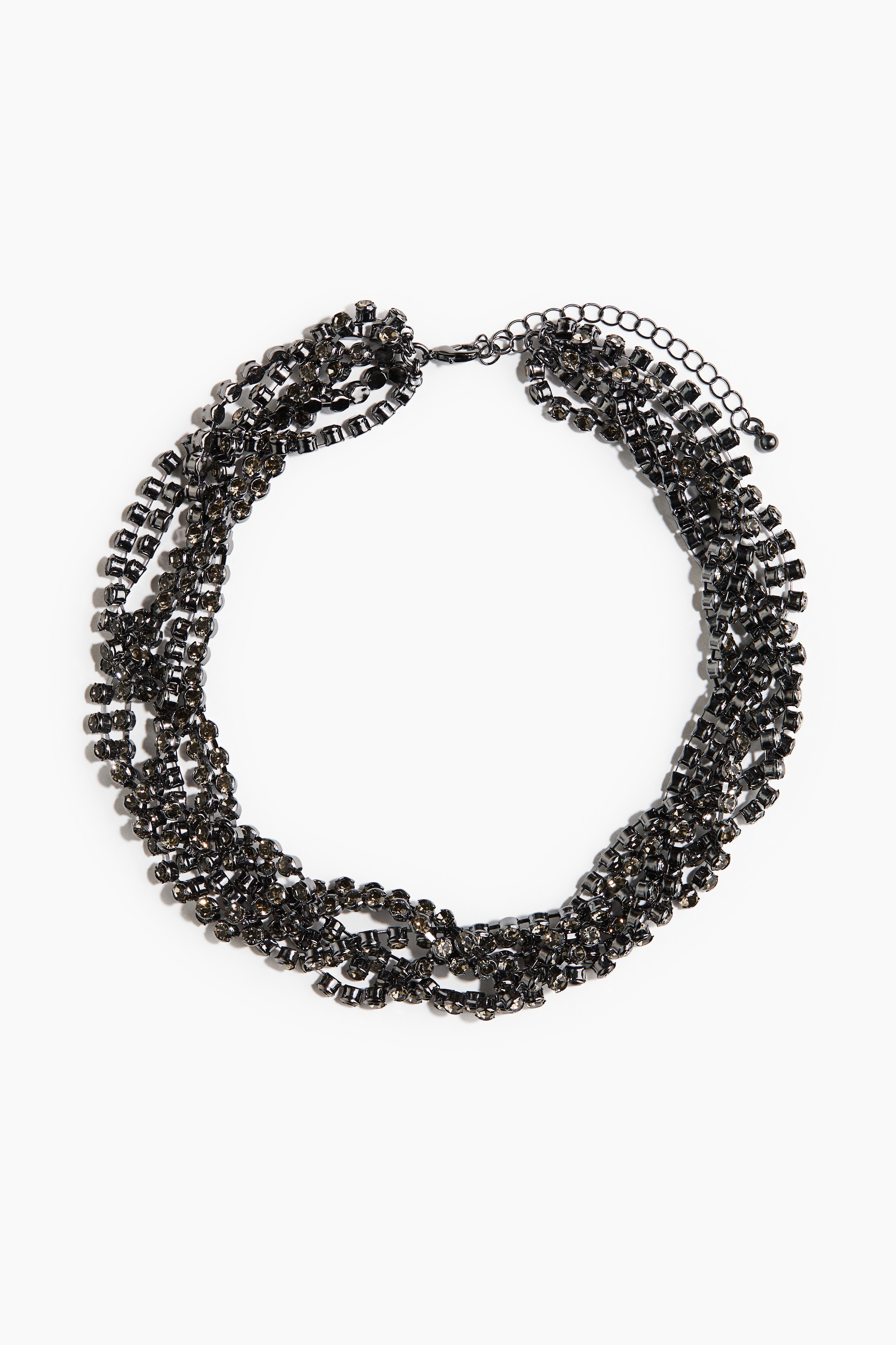 Chunky rhinestone necklace - Silver-coloured/Dark brown