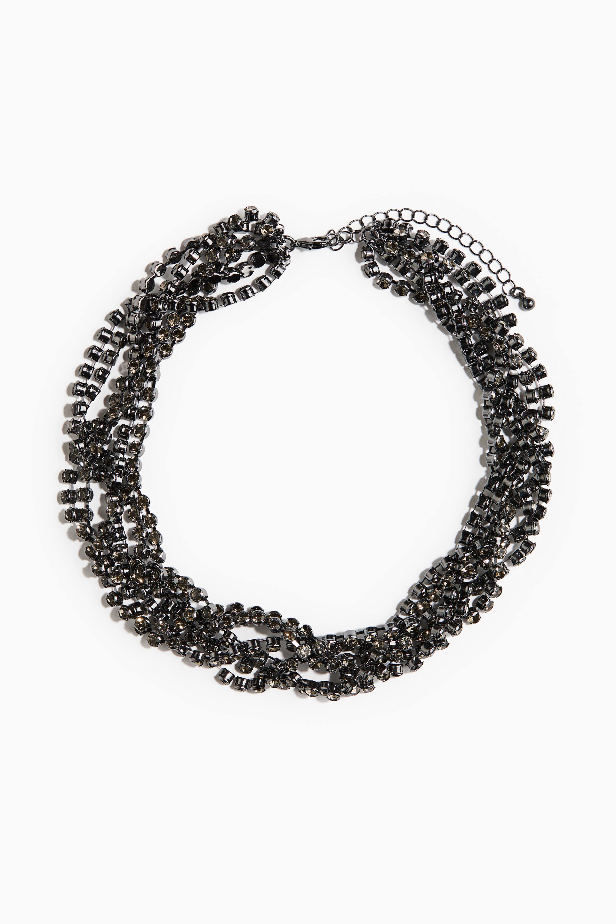 View larger image: Chunky rhinestone necklace - Silver-coloured/Dark brown - Ladies | H&M 1