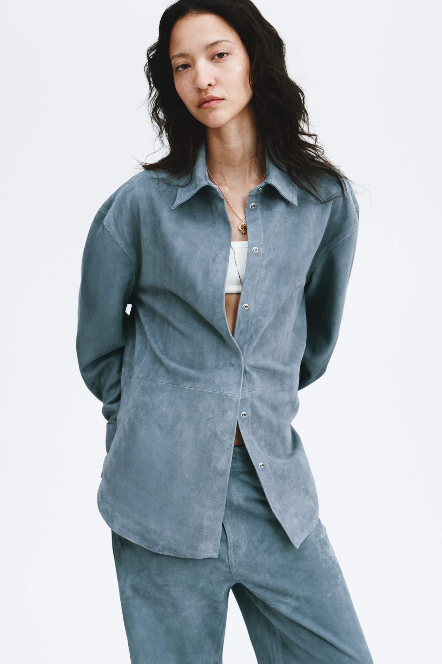 Suede shirt - Dusty blue - 4