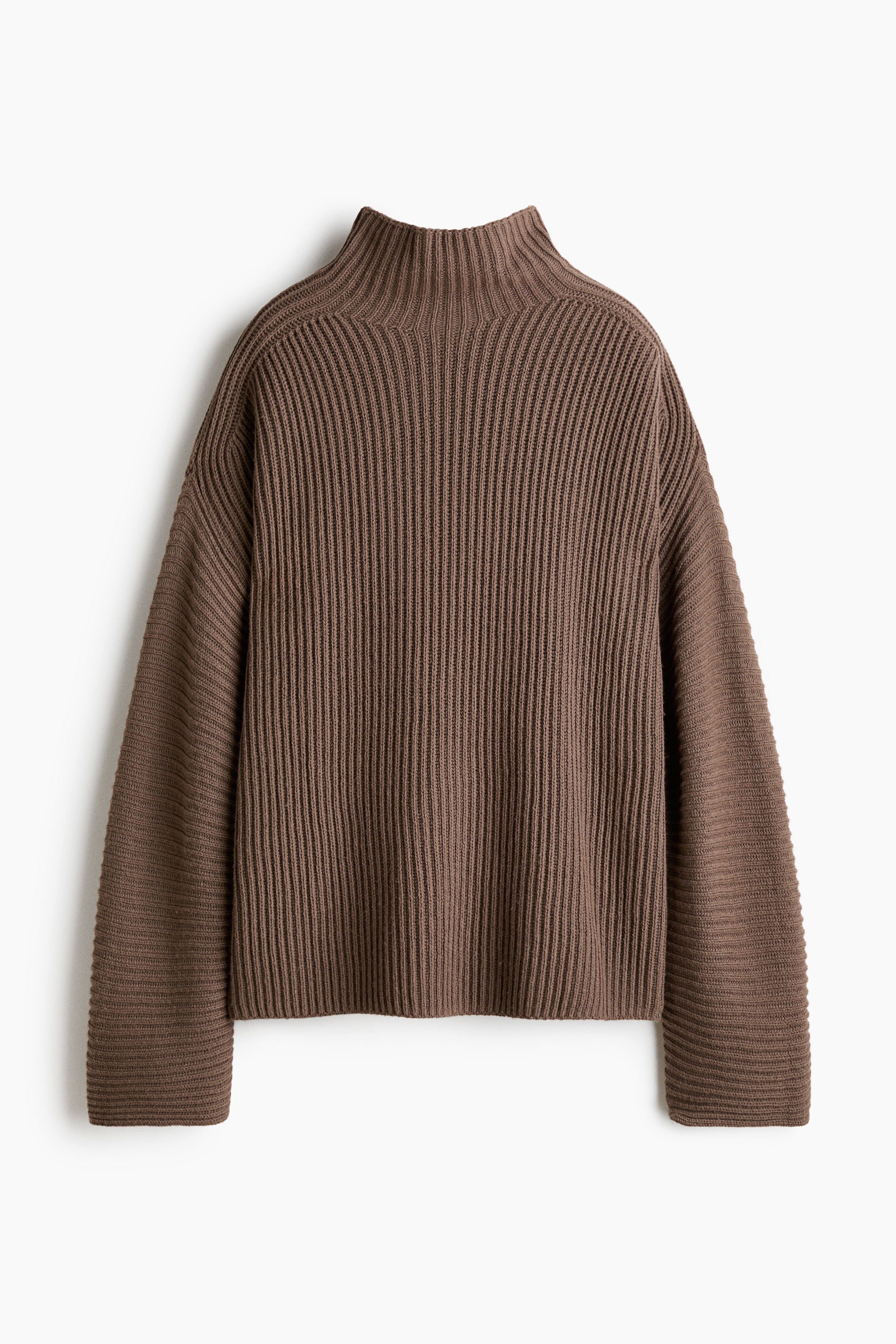 Rib-Knit Wool-Blend Sweater - Dark taupe/Dark gray
