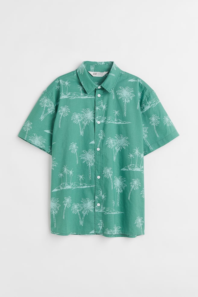 Patterned cotton shirt - Green/Palm trees/Blue/Tie-dye/Light turquoise/Palm trees - 1