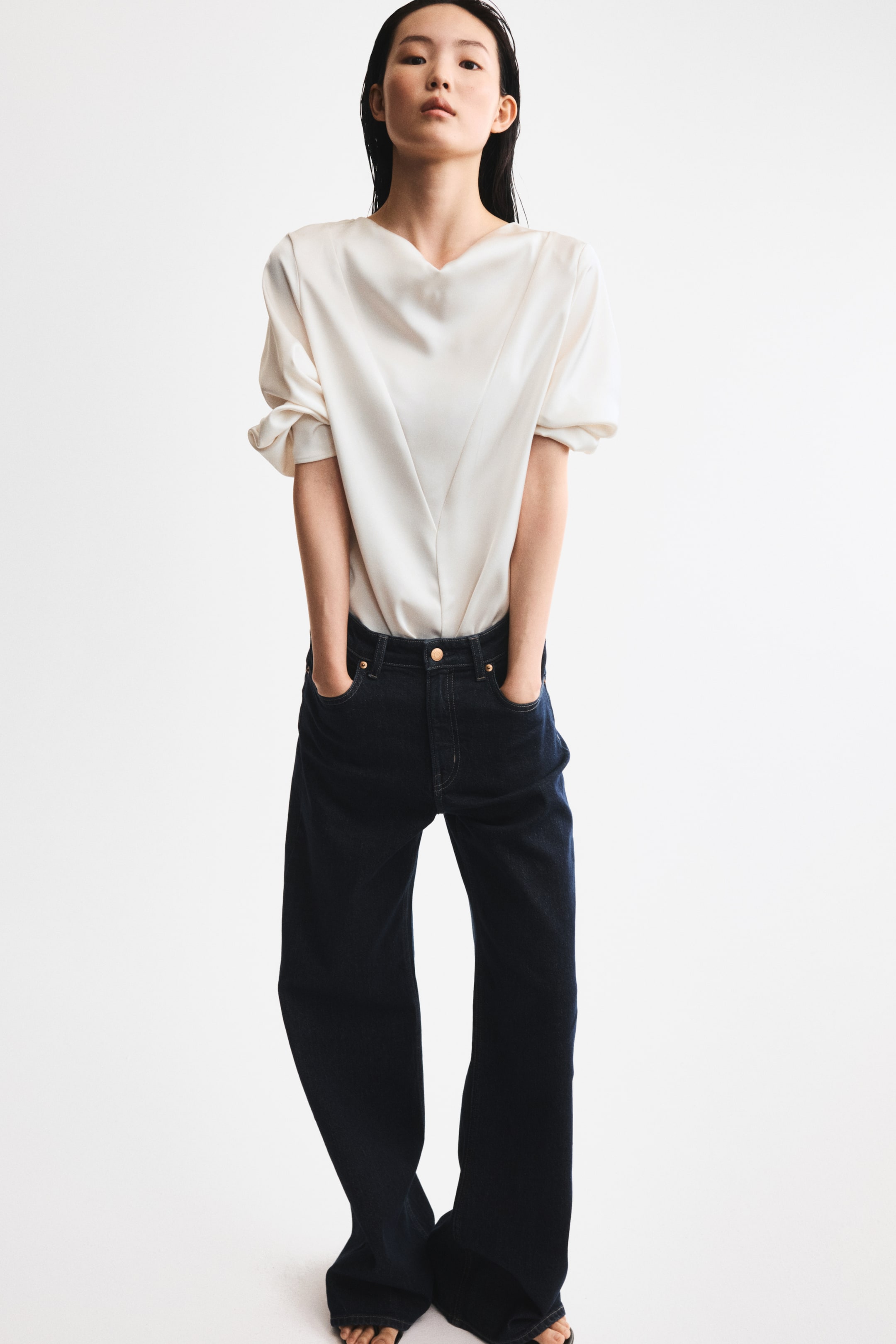 Cowl-Neck Satin Blouse