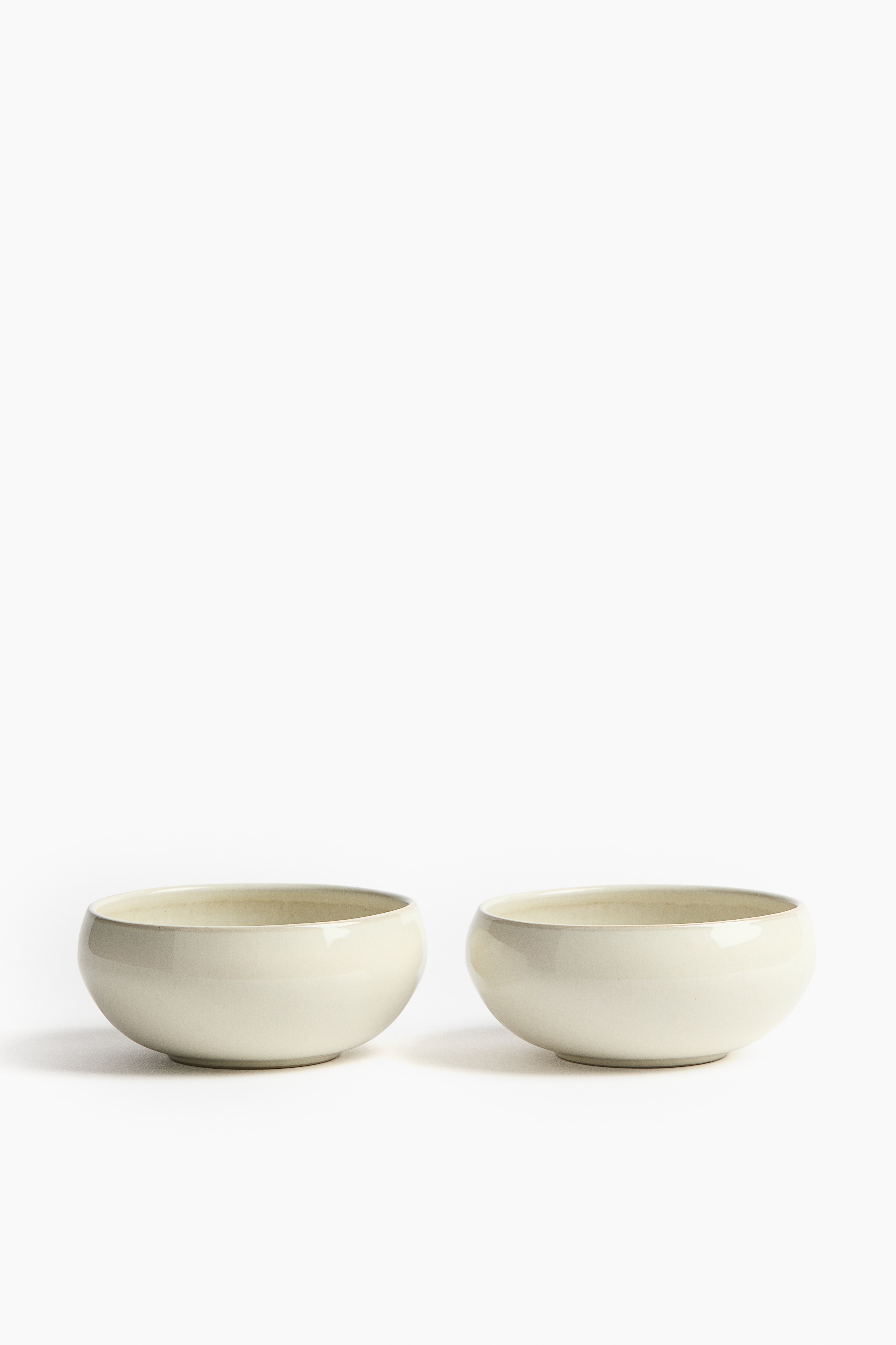Lot de 2 bols de service en grès cérame - Blanc/Vert