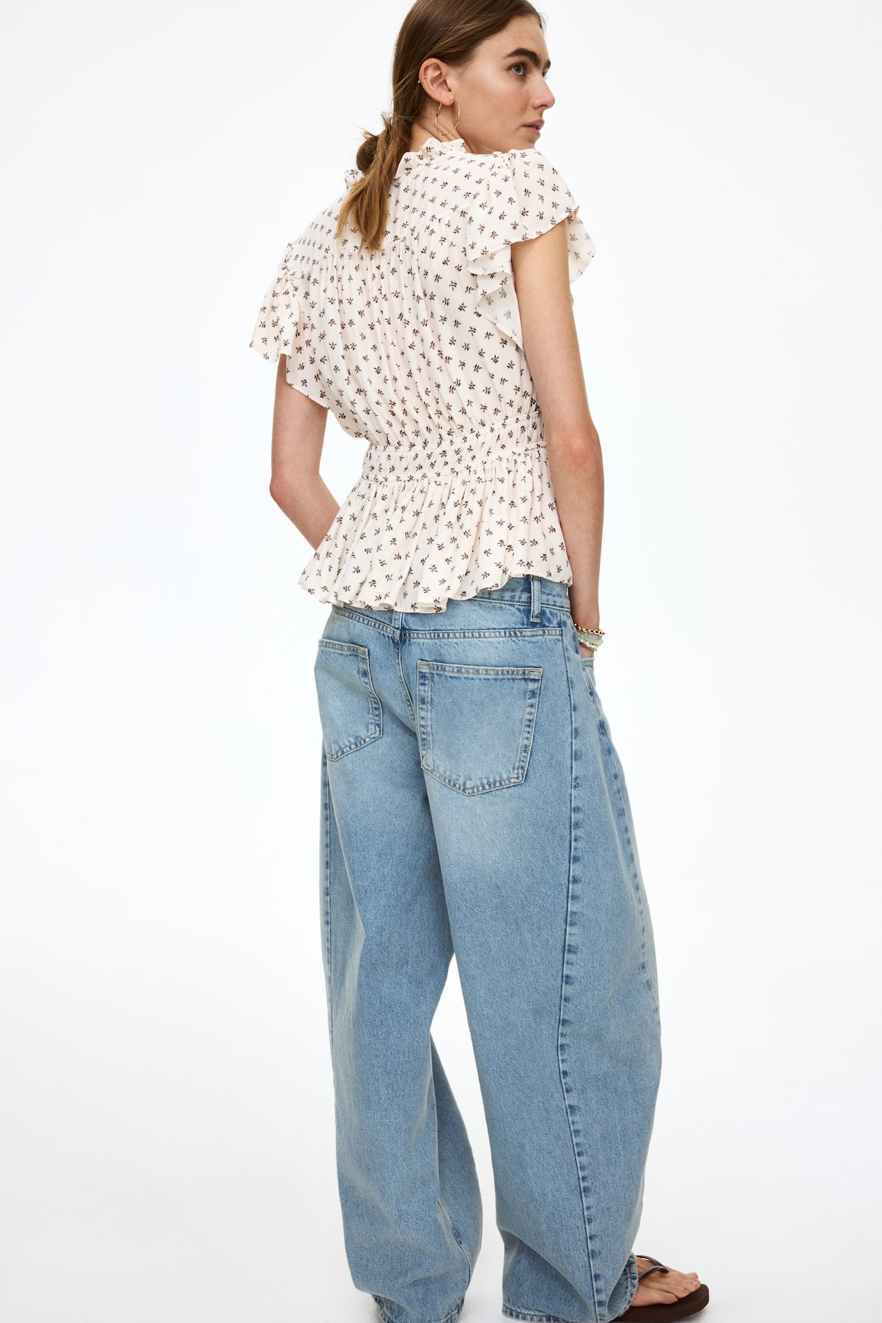 Flutter-Sleeved Peplum Blouse - image 5