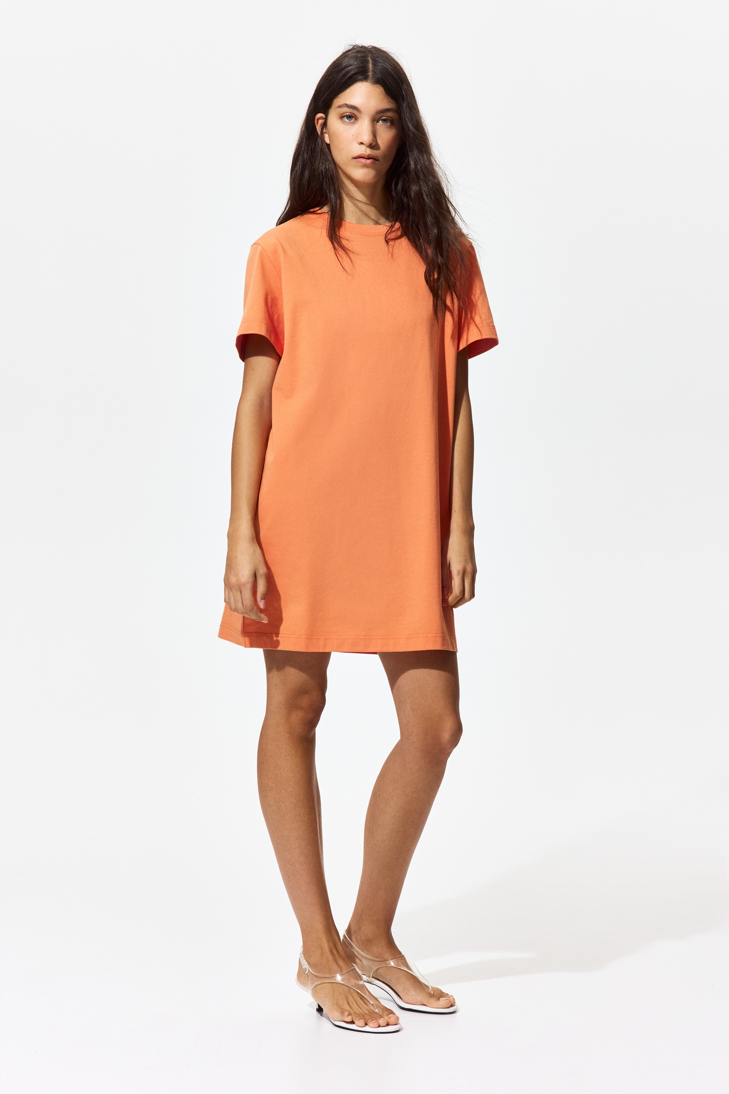 T-shirt dress - Orange/Navy blue/Cream/Striped/Dark brown