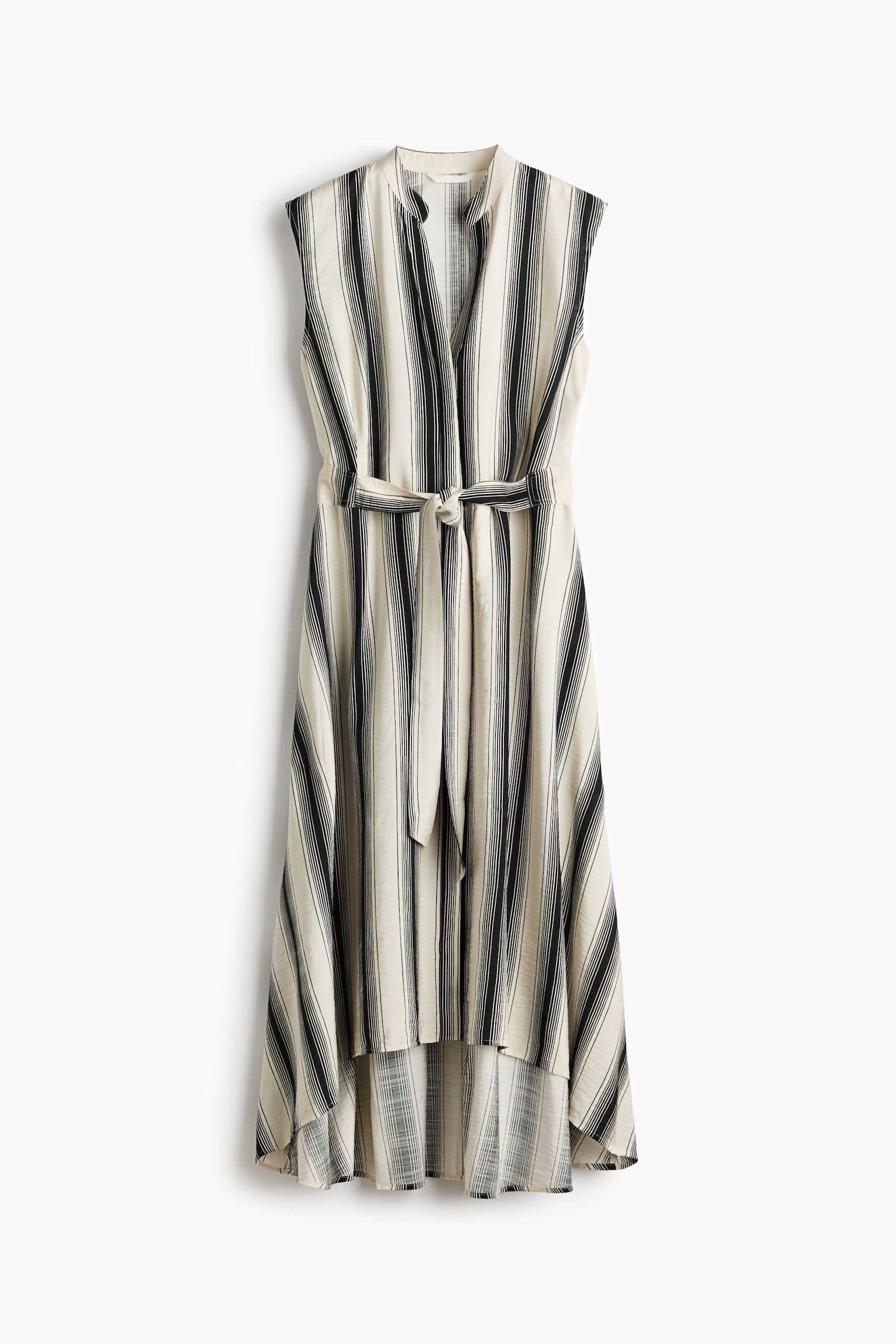 Tie-belt shirt dress - Cream/Black striped/Cream/Beige/Black - 1