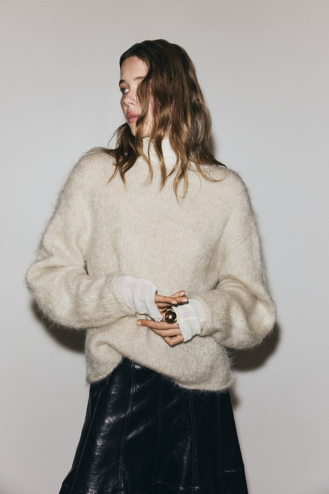 Pullover aus Mohairmix-Hellbeige - 5