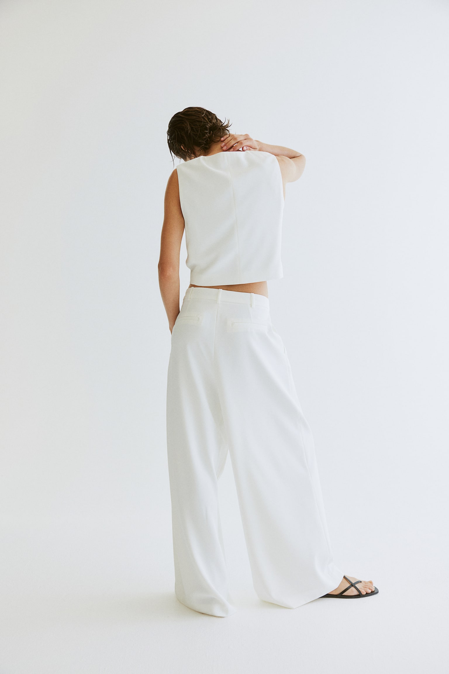 Wide Tailored Pants - White - 5