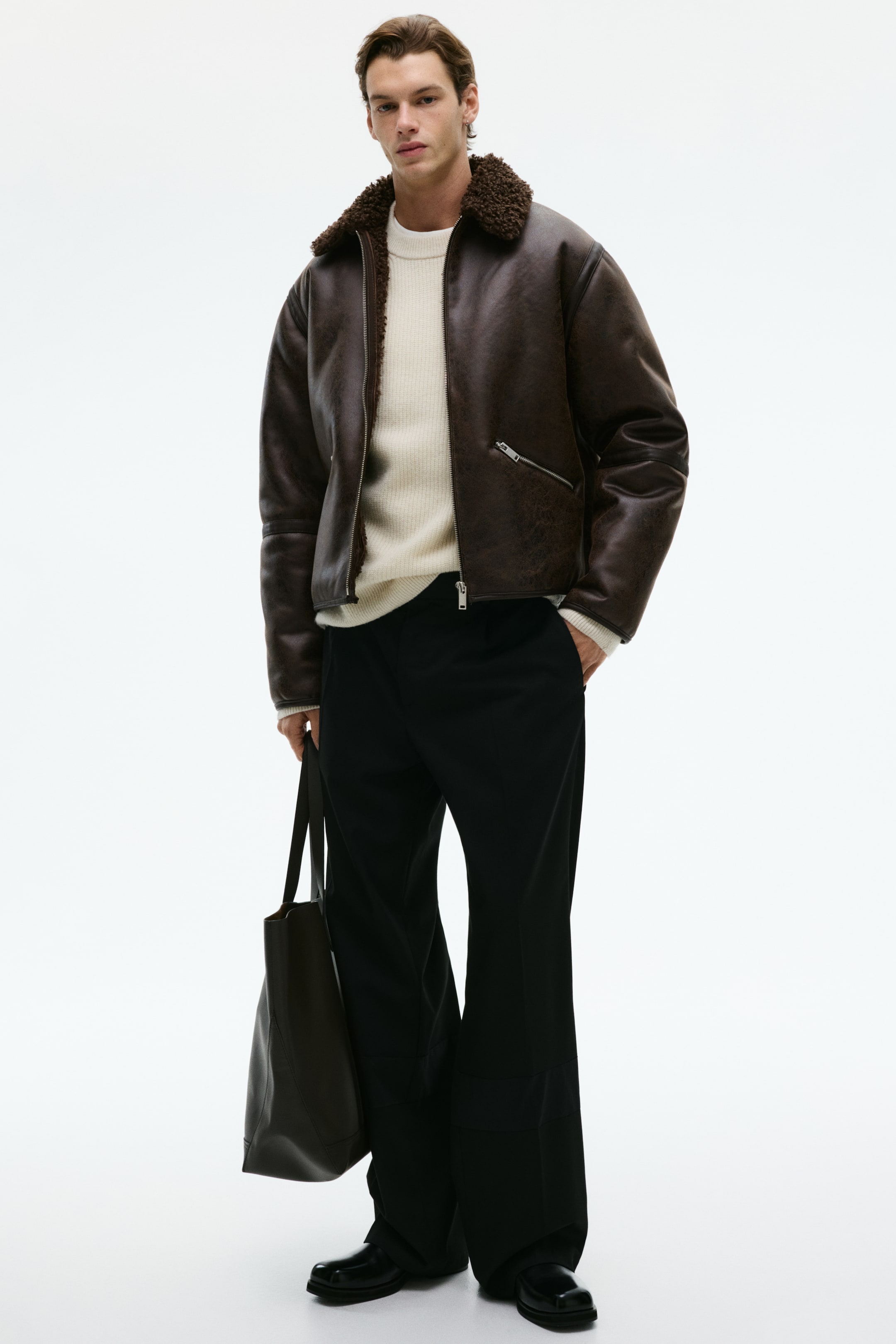 Ampliar la imagen: Teddy-lined jacket - Café oscuro - Men | H&M MX 1