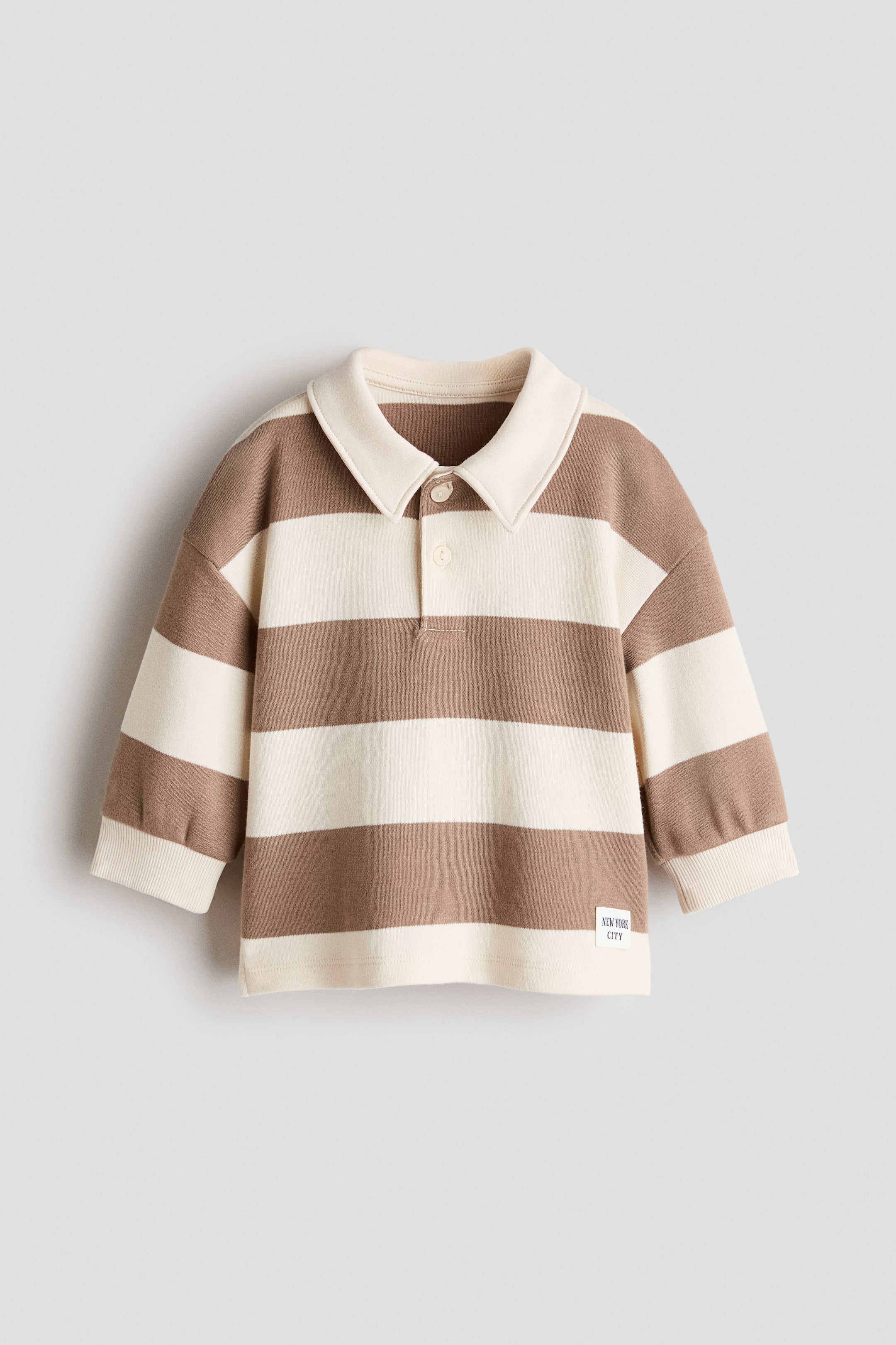 View larger image: Cotton rugby shirt - Light beige/Beige striped - Kids | H&M 1