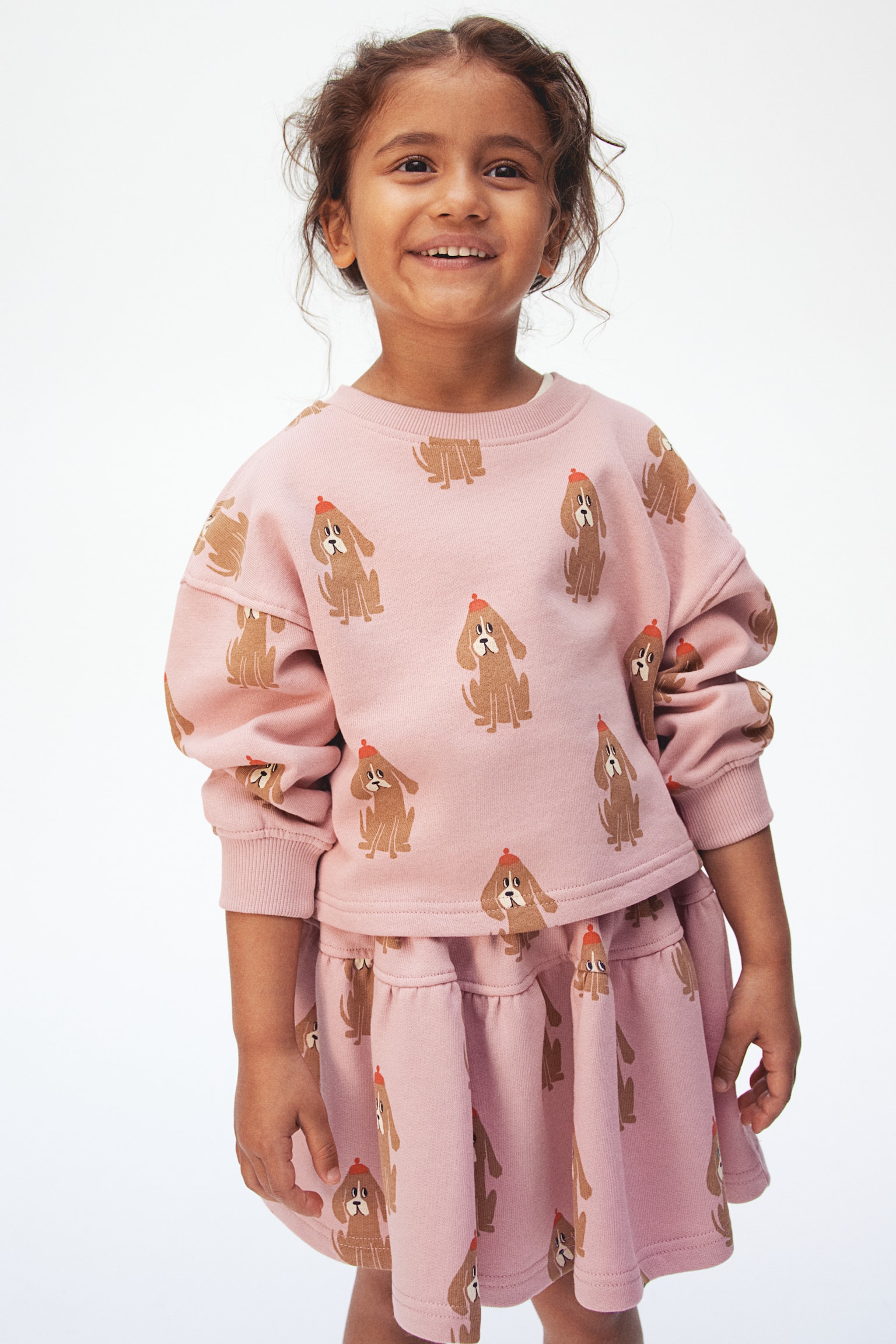 2-piece printed sweatshirt set - Light pink/Dogs - 2