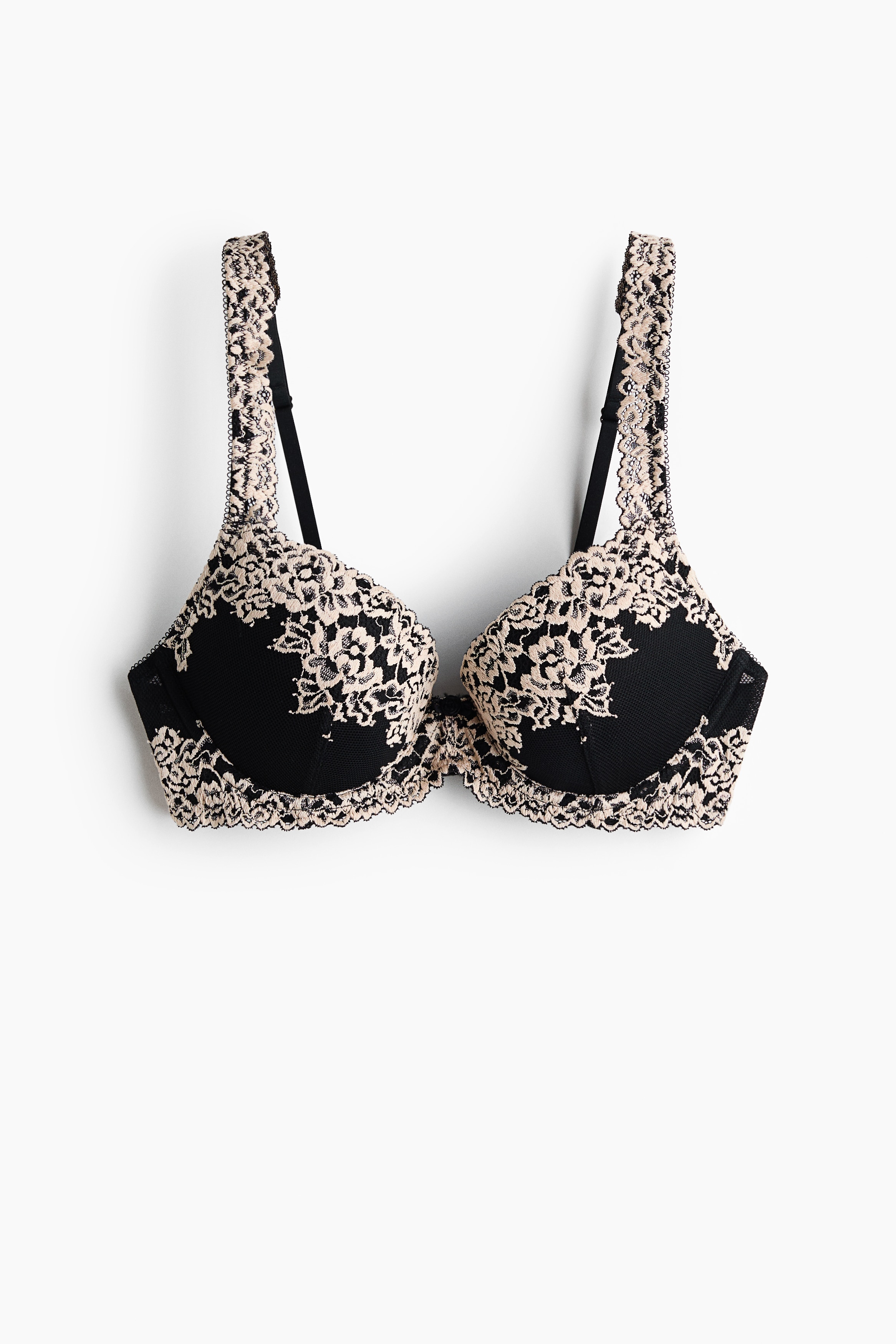 Lace push-up bra - Black/Cream/Dark brown/Old rose